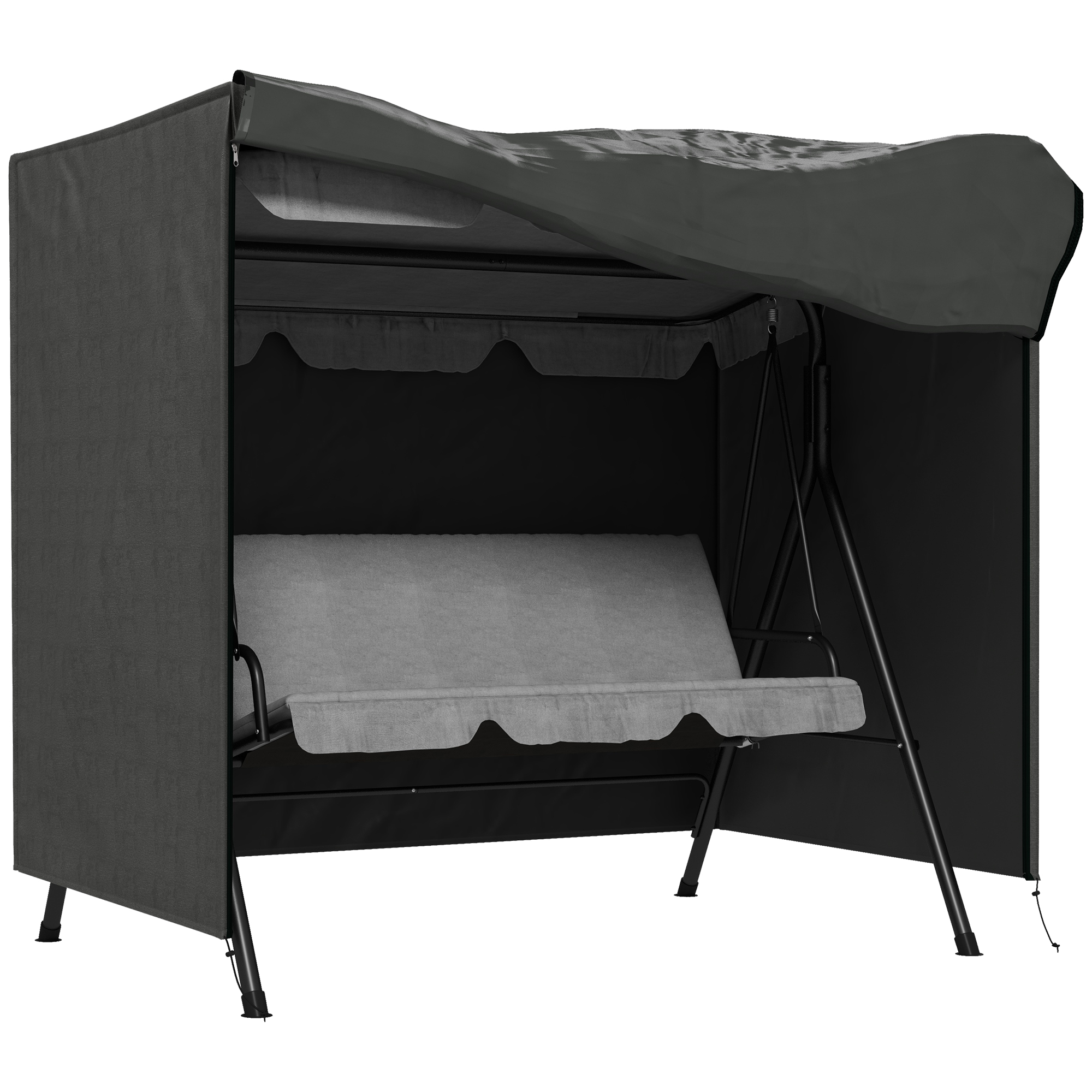 Outsunny Hollywoodschaukel Abdeckung 3 Sitzer, Wasserabweisend Winterfest Schutzhülle für Gartenschaukel, UV-Beständig Abdeckplane, Abdeckhaube, Reißfest 420D Oxford Gewebe, 177x114x152cm Dunkelgrau Aosom