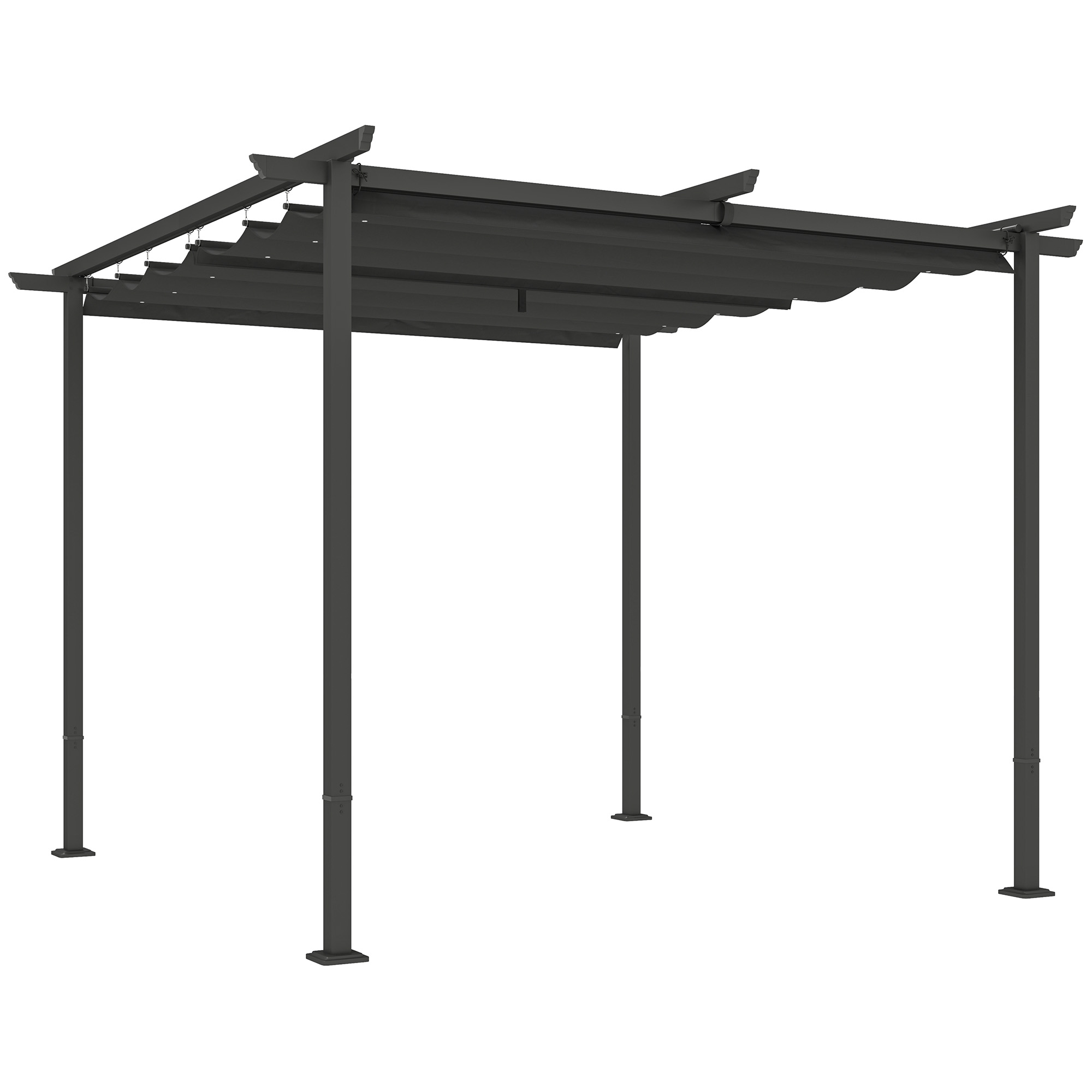 Outsunny Pergola 3x3m Garten Pavillon Terrassendachung aus Metall, Gartenpavillon mit Verstellbares Dach, UV Schutz 30+ Freistehender Sonnenschutz für Terrasse und Garten, Dunkelgrau Aosom