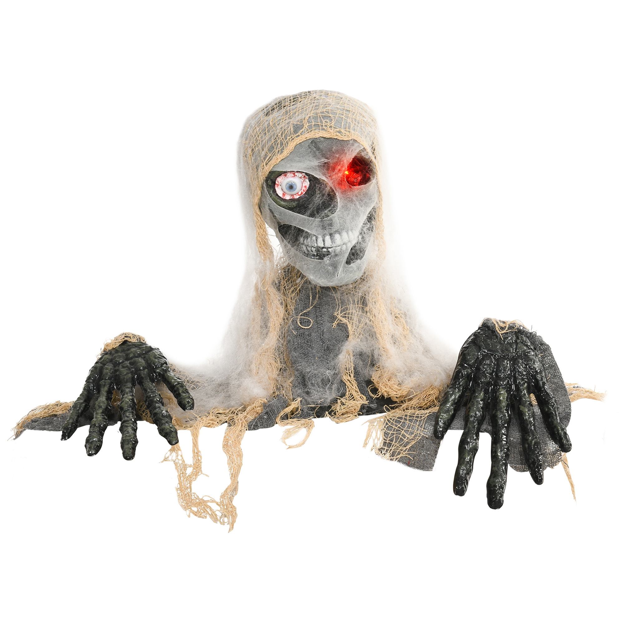 HOMCOM Halloween Dekoration Einäugige Mumie, Krabbelnde Halloween Mumie mit Rot Leuchtende Augen, Garten Dekoration mit Heul-Geräusch Aosom