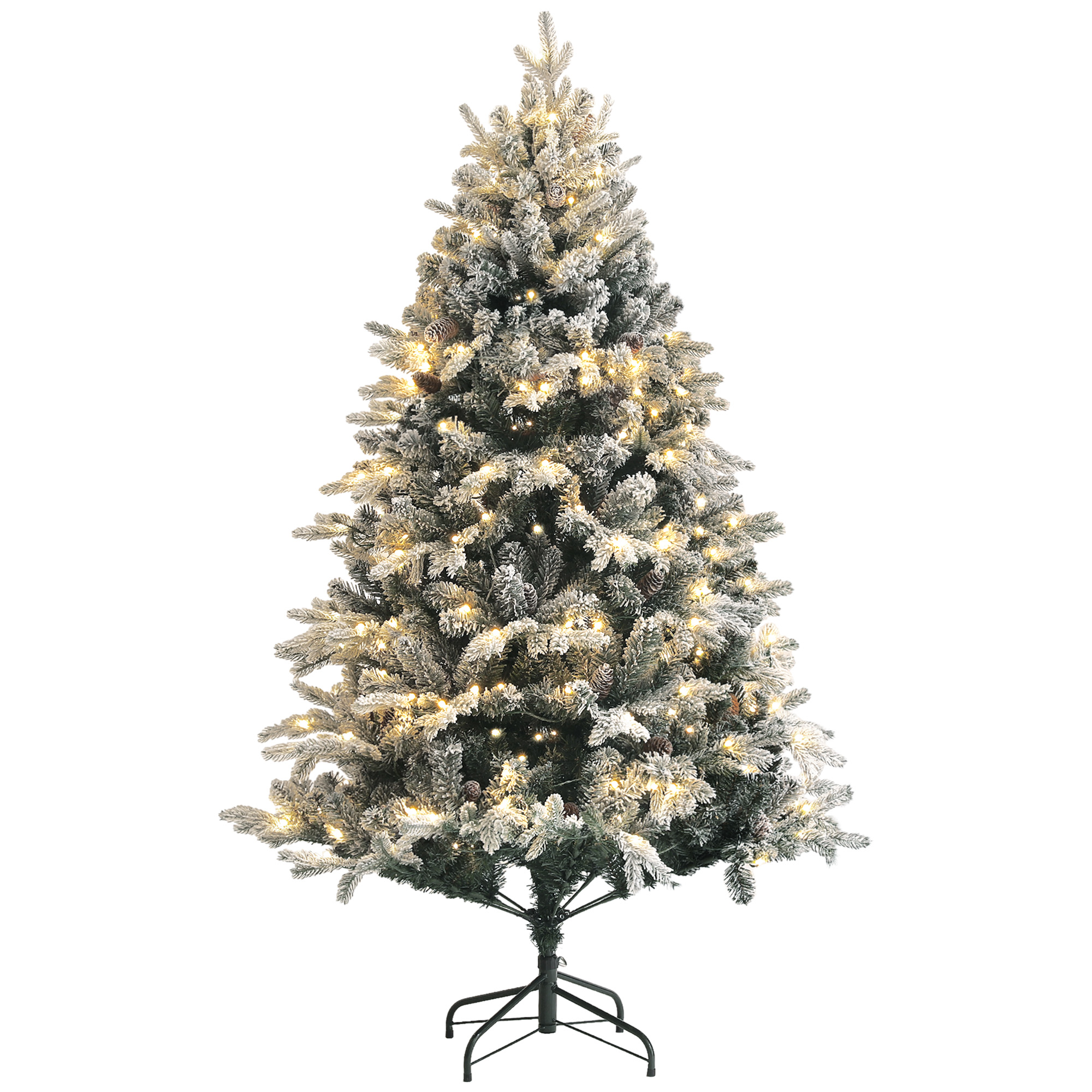 HOMCOM Künstlicher Weihnachtsbaum 180 cm mit 793 Spitzen und Kunstschnee klappbar mit Stahlständer für festliche Weihnachtsdekoration Grün Aosom.de
