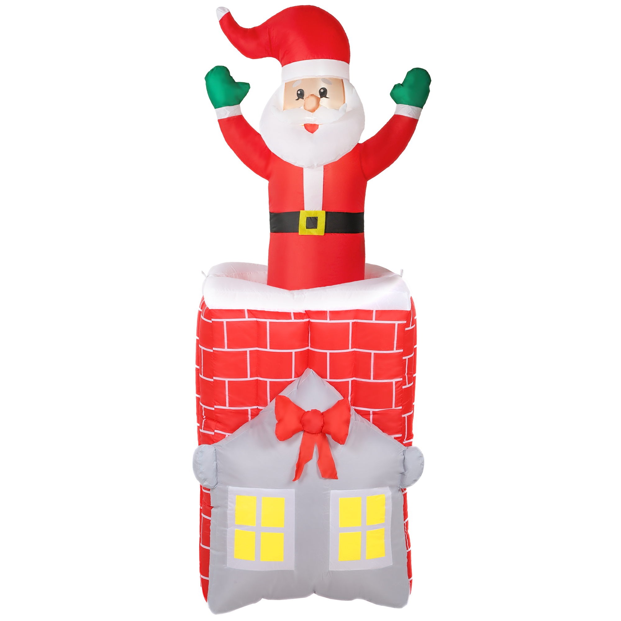 Outsunny Aufblasbarer Weihnachtsmann, 210cm Dynamischer Weihnachtsmann mit LED-Lichtern, Hebebühne, Aufblasbare Weihnachtsdeko, Weihnachtsbeleuchtung für Garten, Rasen, Hof Aosom