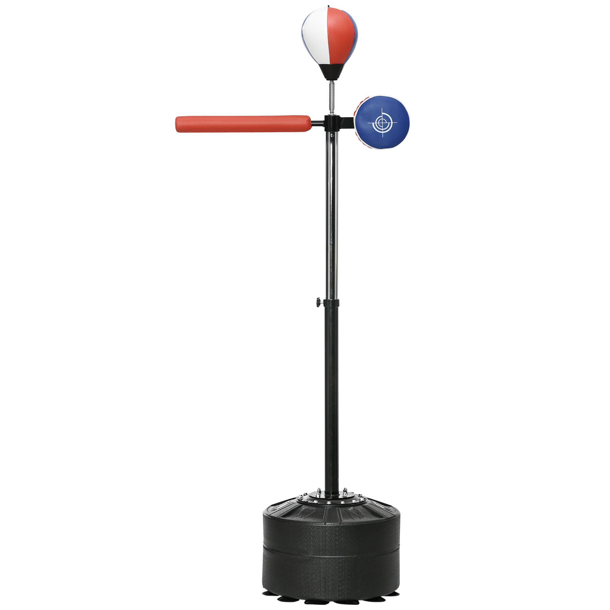 SPORTNOW Boxsack mit Boxständer und Punchingball, höhenverstellbar 1,63-2,05 m, Reflexstange mit Pratze, HDPE & Kunstleder für effektives Training Aosom.de
