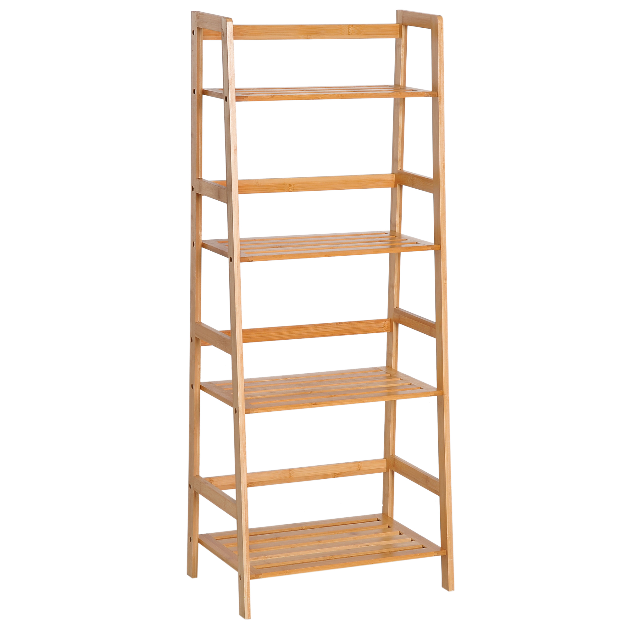 HOMCOM Bücherregal Standregal mit 4 Ebenen Aufbewahrungsregal aus Bambus Büroregal für Wohnzimmer, Schlafzimmer, Büro, Natur   Aosom