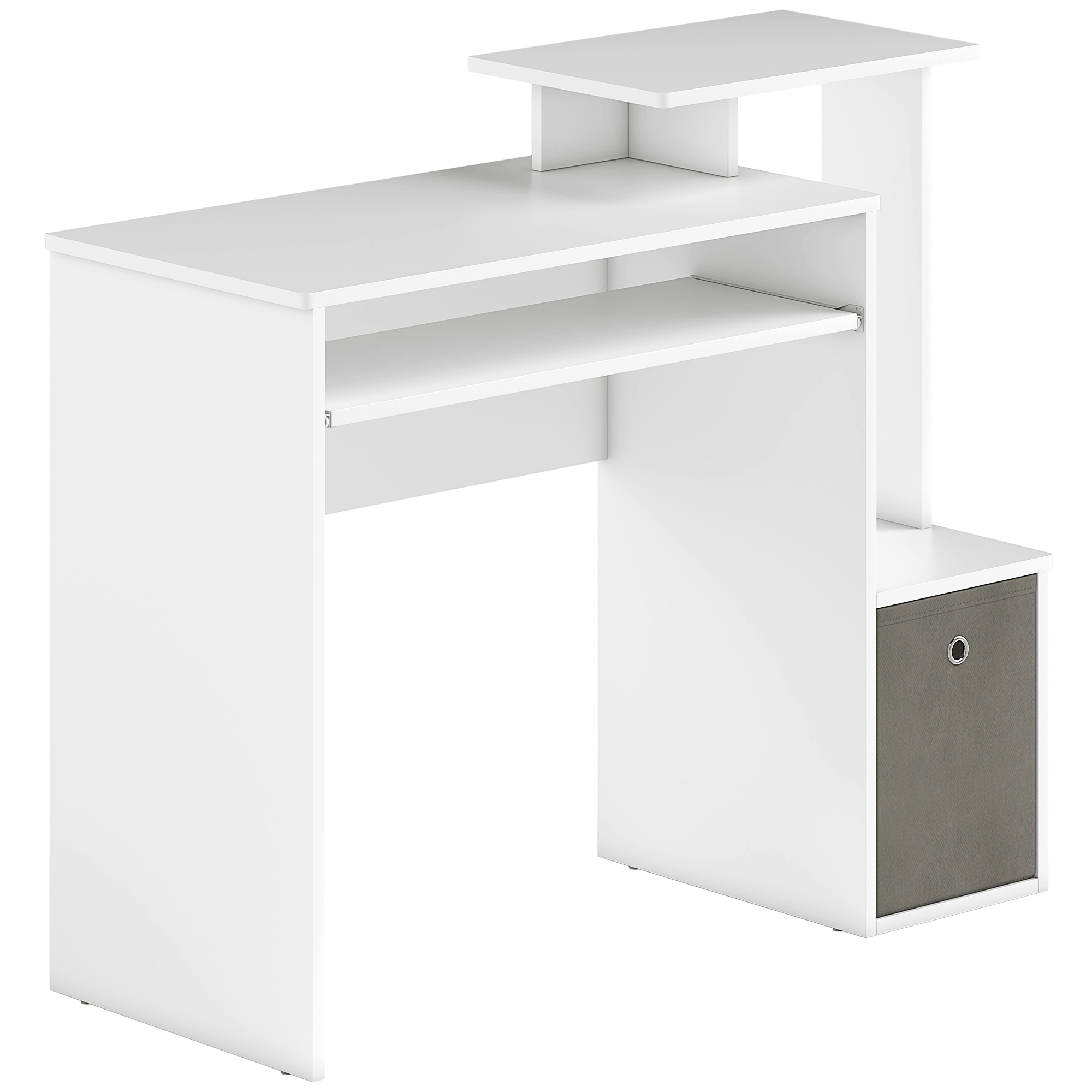 HOMCOM Computertisch, Schreibtisch, Bürotisch, Gamingtisch, PC-Tisch mit Tastaturablage, Schublade, E1 Spanplatte, Weiß, 100 x 40 x 86,6 cm Aosom