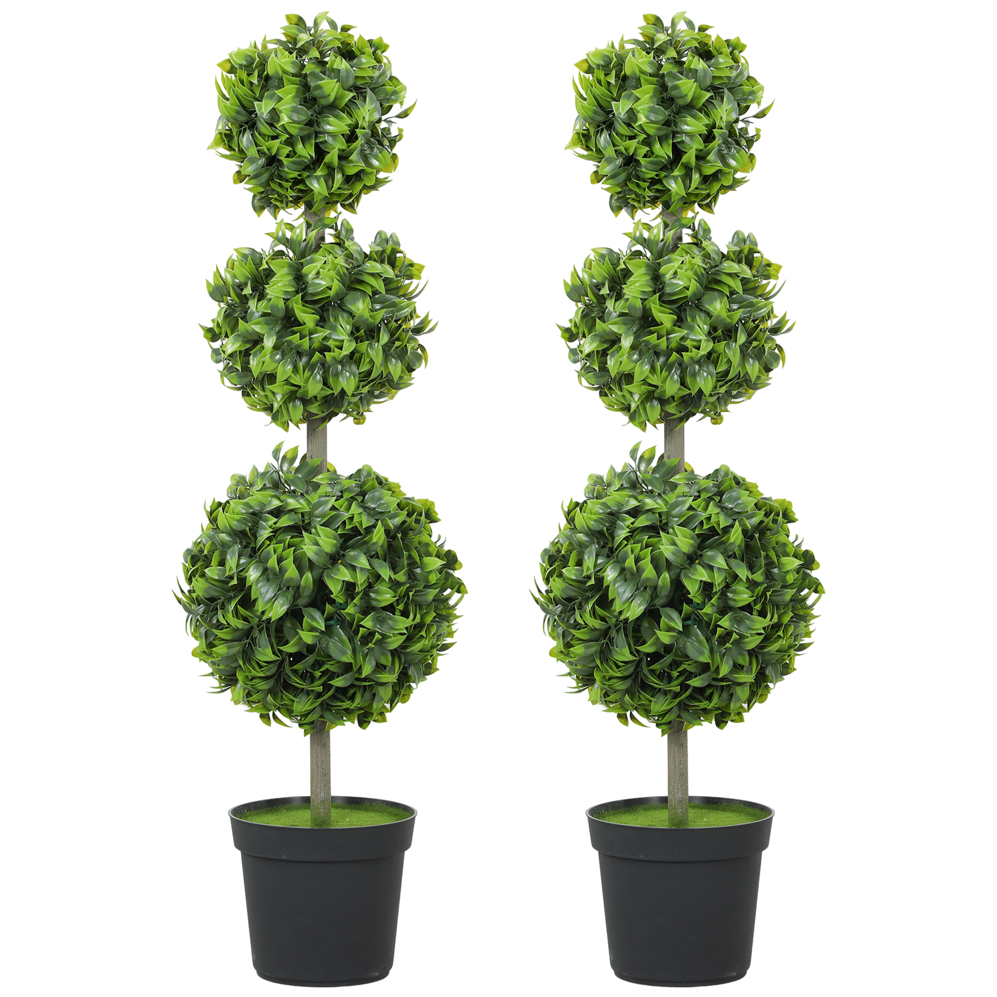 HOMCOM 2er Set Künstlicher Buchsbaum groß 100cm Kunstpflanze, Künstliche Pflanzen im Topf, Kunstbaum wie echt für Wohnzimmer Schlafzimmer Büro Garten Moderne Dekoration Geschenk Aosom