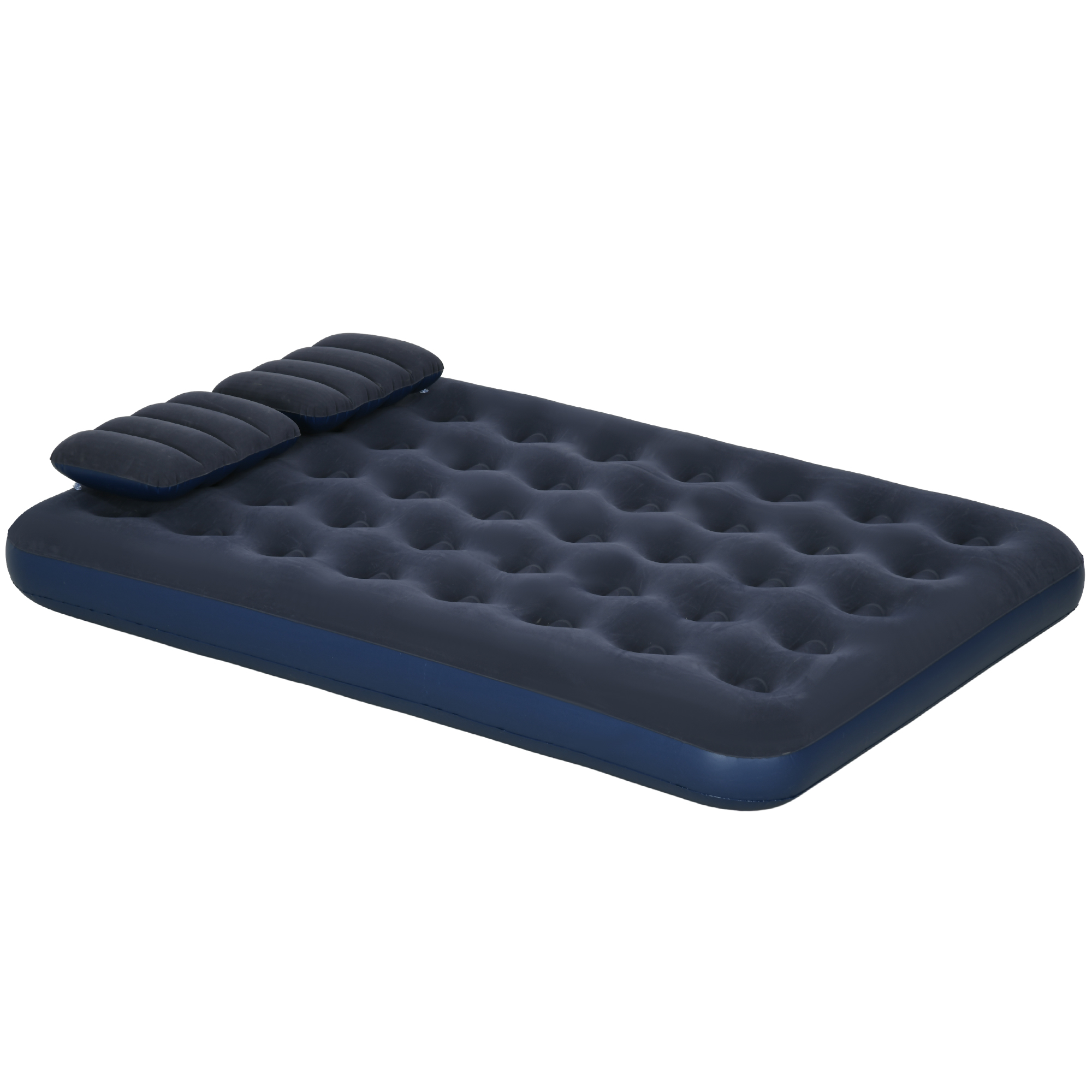 Outsunny Luftbett Doppel-Luftmatratze mit Handpumpe & Kopfkissen, Blau 203x152x22cm für Camping & Gäste   Aosom.de