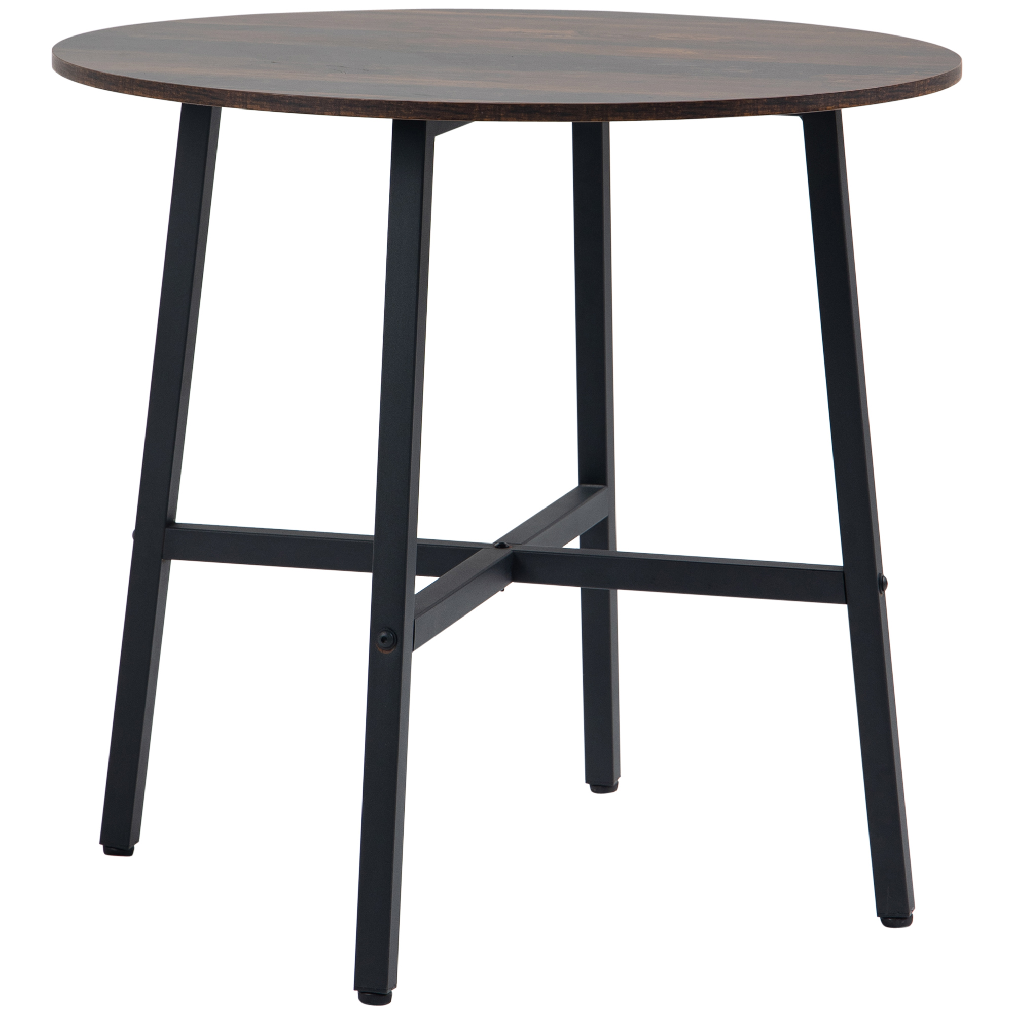 HOMCOM Esszimmertisch Esstisch Küchentisch für 4 Personen, Wohnzimmertisch für Esszimmer, Küche, Stahl, Braun, 80 x 80 x 76 cm Aosom