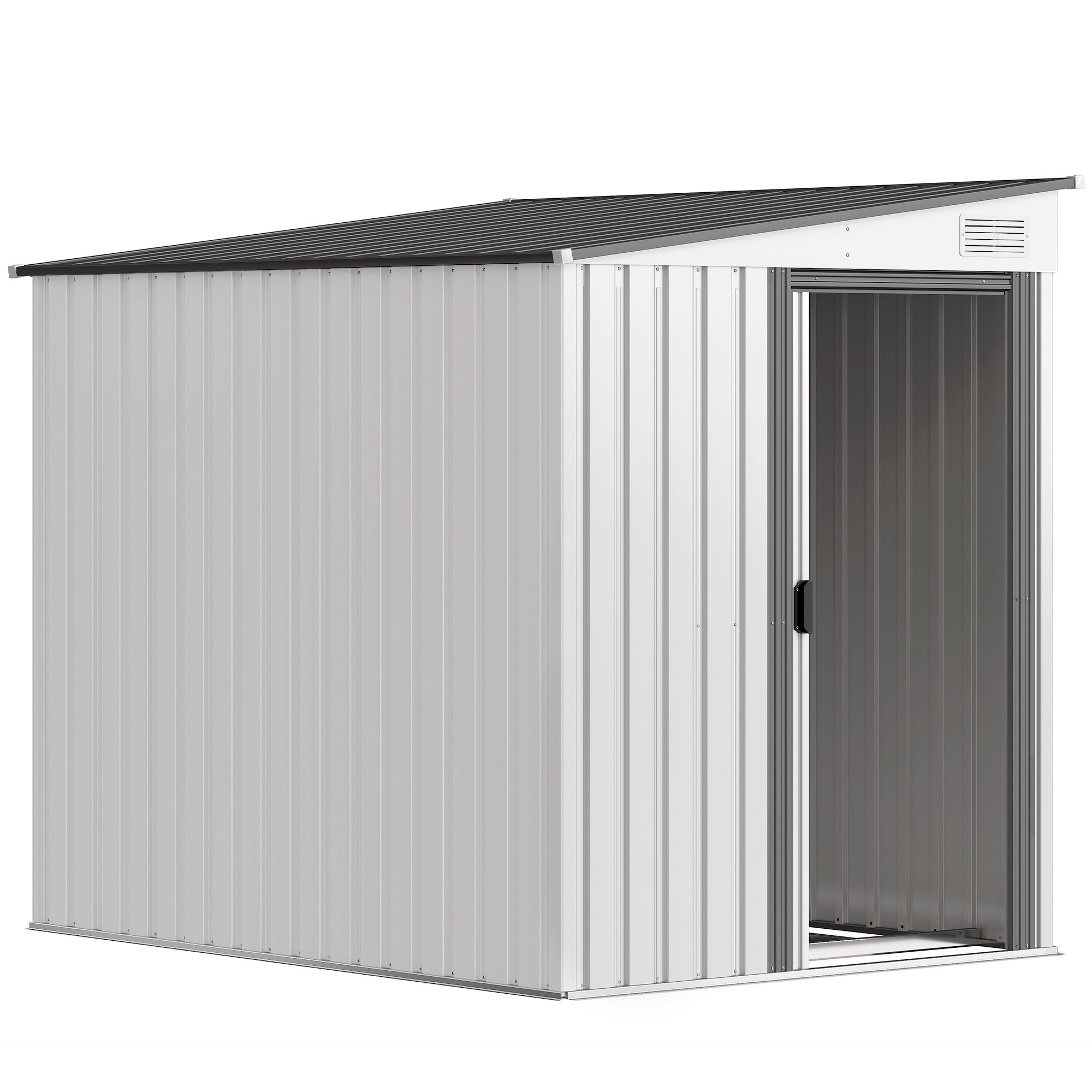 Outsunny Metall Gerätehaus 2,81m² 154x206,5x181 cm Geräteschuppen mit Pultdach Fundament Schiebetür wetterfest Gartenhaus Outdoor Garten Schuppen Schrank für Hinterhof Außenbereich Anthrazit   Aosom