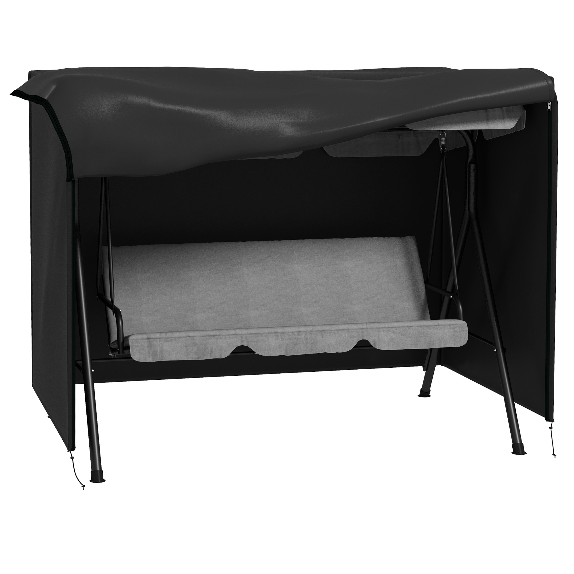 Outsunny Hollywoodschaukel Abdeckung 3 Sitzer, Wasserabweisend Winterfest Schutzhülle für Gartenschaukel, UV-Beständig Abdeckplane, Abdeckhaube, Reißfest 600D Oxford Gewebe, 205x124x164cm Schwarz Aosom