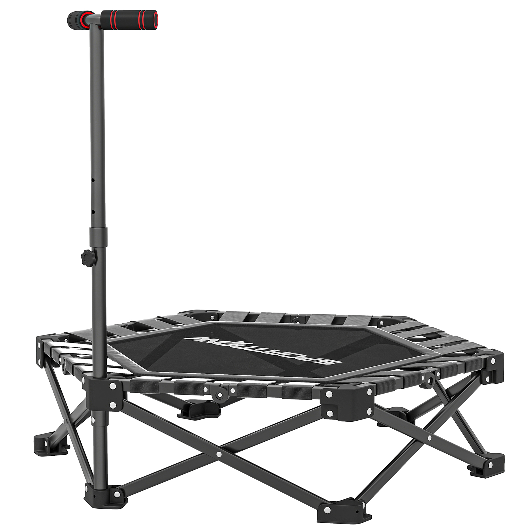 SPORTNOW Fitness Trampolin klappbar Ø104 cm Mini Trampoline mit Schnellfaltmechanismus 3 Fach Höhenverstellbar Haltegriff Tragtasche leise Trampolin 120kg Belast Trampoline für Indoor Outdoor Jumping Aosom