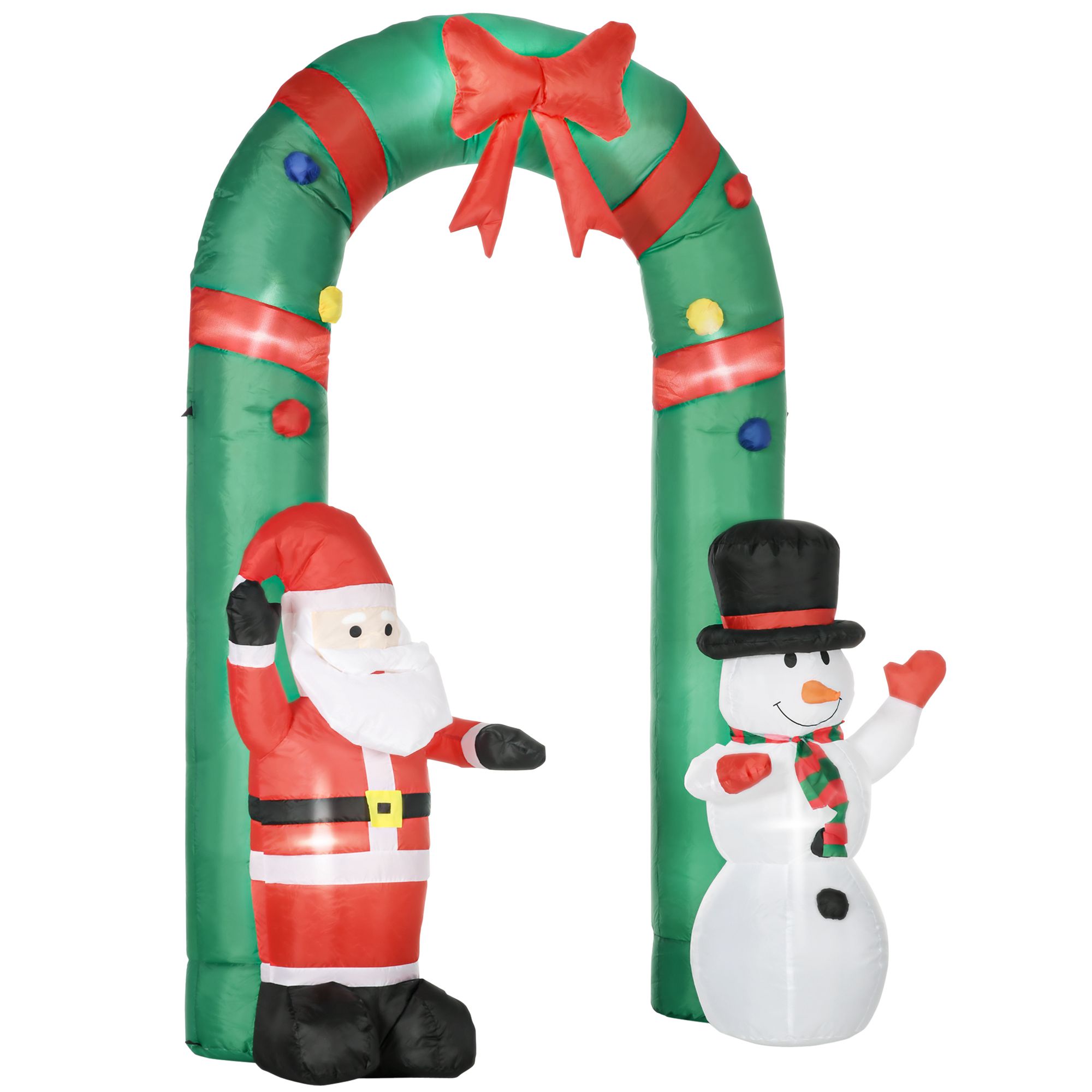 HOMCOM Aufblasbare Weihnachtsdeko 245 m Torbogen mit Weihnachtsmann und Schneemann, integriertes Gebläse für festliche Gartendeko   Aosom.de