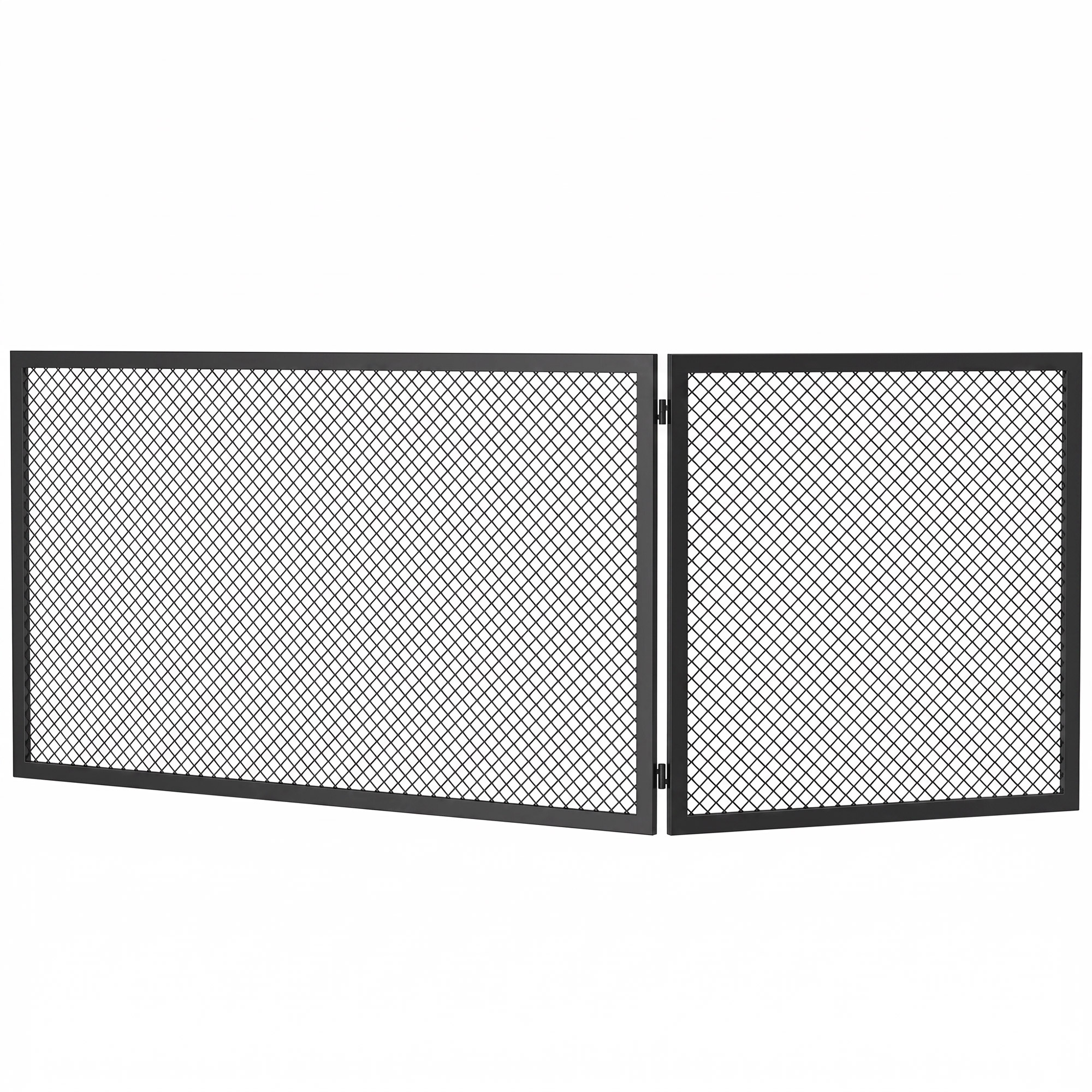 HOMCOM Funkenschutz für Kamin, 2-teiliger Klappschutz aus pulverbeschichtetem Metall, sofort einsatzbereit, 140x1x50 cm, Schwarz   Aosom