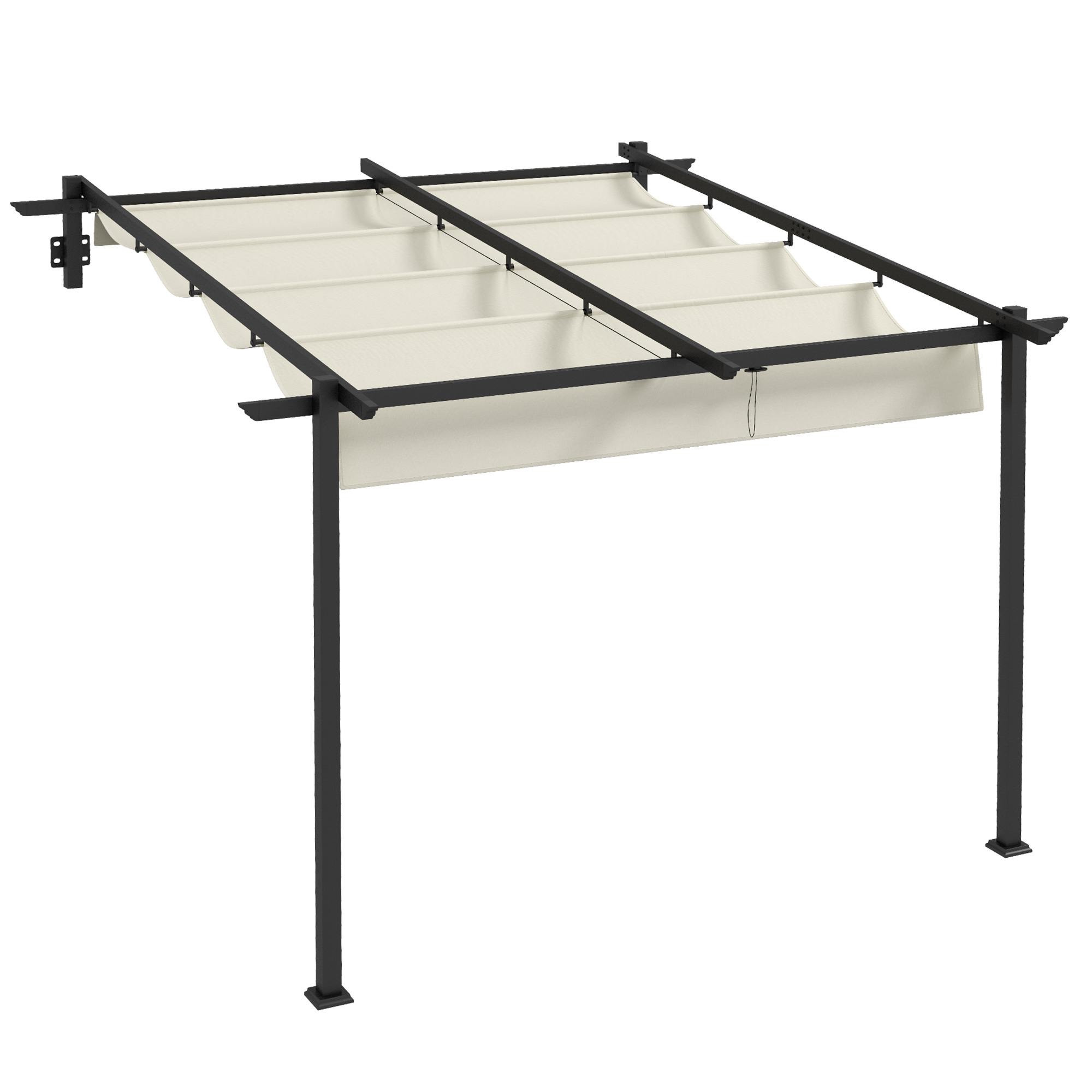 Outsunny Pavillon 3 x 3 m Pergola winddicht, Terrassenüberdachung mit verstellbarem Dach, ideal für Garten & Terrasse, cremefarben Aosom.de