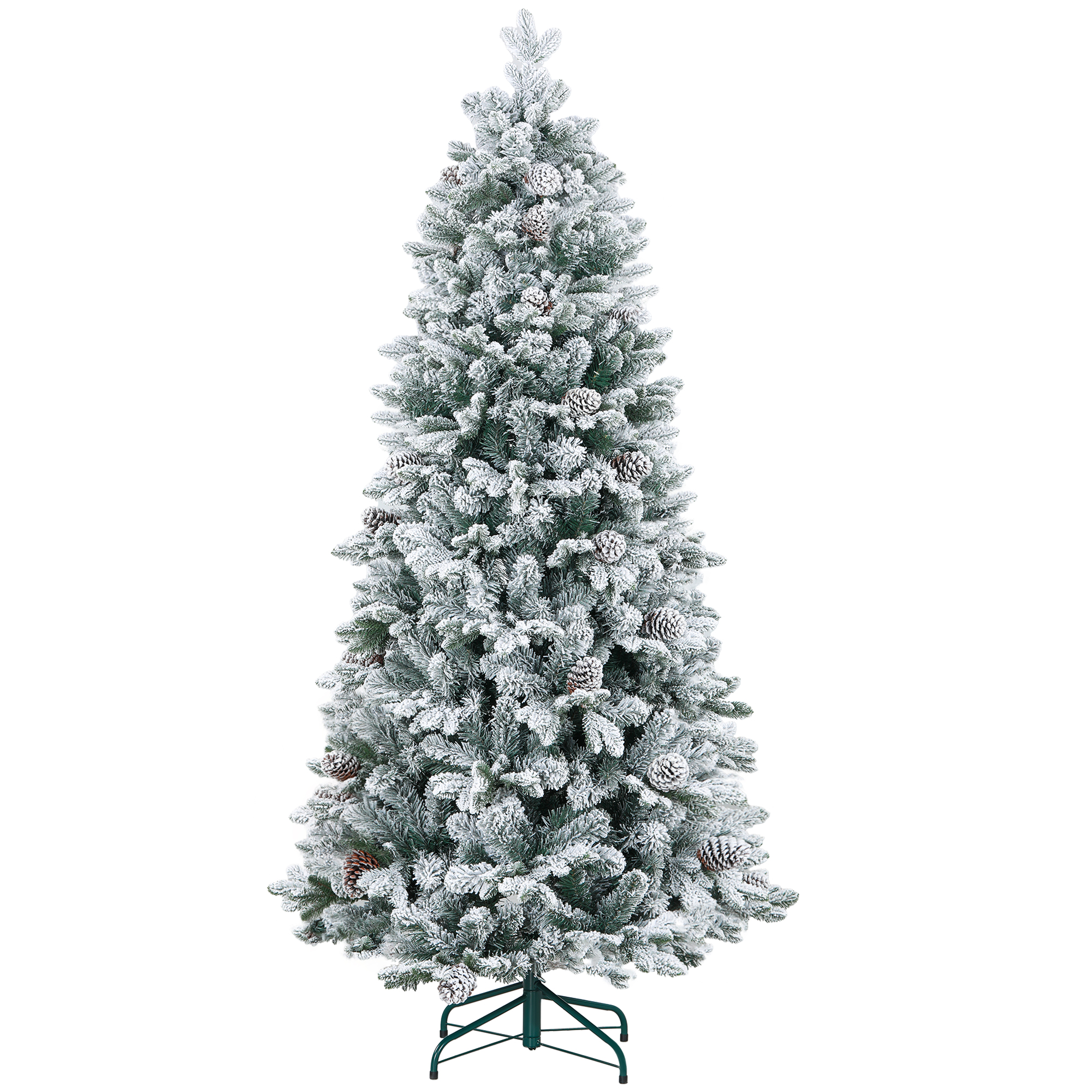 HOMCOM Künstlicher Weihnachtsbaum 180 cm mit 1489 Spitzen und Kunstschnee klappbar mit Metallständer für festliche Weihnachtsdekoration in Grün   Aosom.de