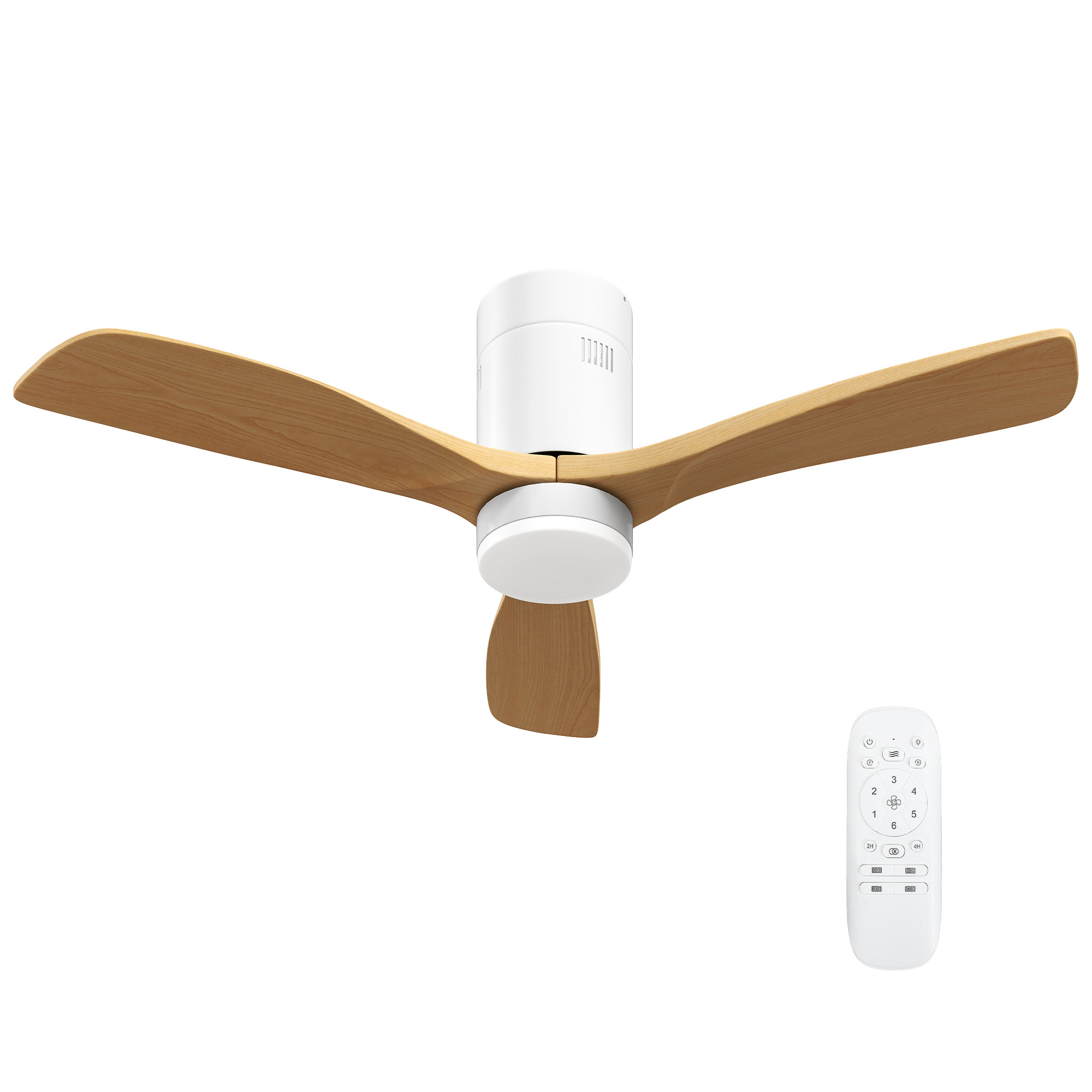 HOMCOM Deckenventilator mit Beleuchtung und Fernbedienung 117 cm LED Lampe mit Ventilator, 3 Flügeln, Umkehrbarer DC Motor, 3 Lichtfarben, 6 Geschwindigkeiten, Timer für Schlafzimmer Aosom