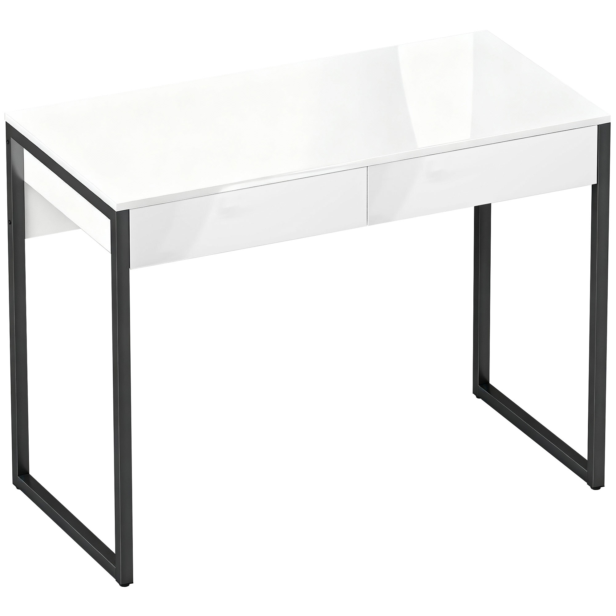 HOMCOM Schreibtisch 100 x 50 cm Computertisch Bürotisch mit 2 Schubladen, Stahlrahmen, für kleine Räume, Home Office, Schwarz   Aosom