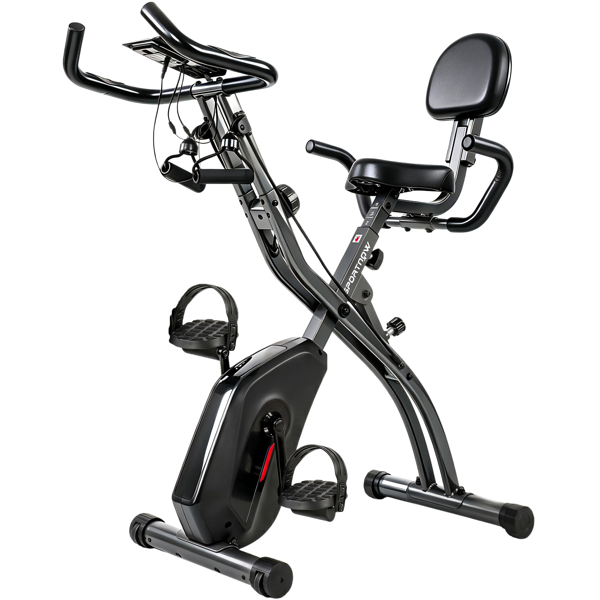 SPORTNOW 3 in 1 Heimtrainer Fahrrad Klappbar Leise Liegeergometer mit LCD Monitor Bluetooth Herzfrequenz Sensor Widerstandsband Senioren Hometrainer Fahrrad mit verstellbar Sitz Ergometer Heimtrainer Aosom