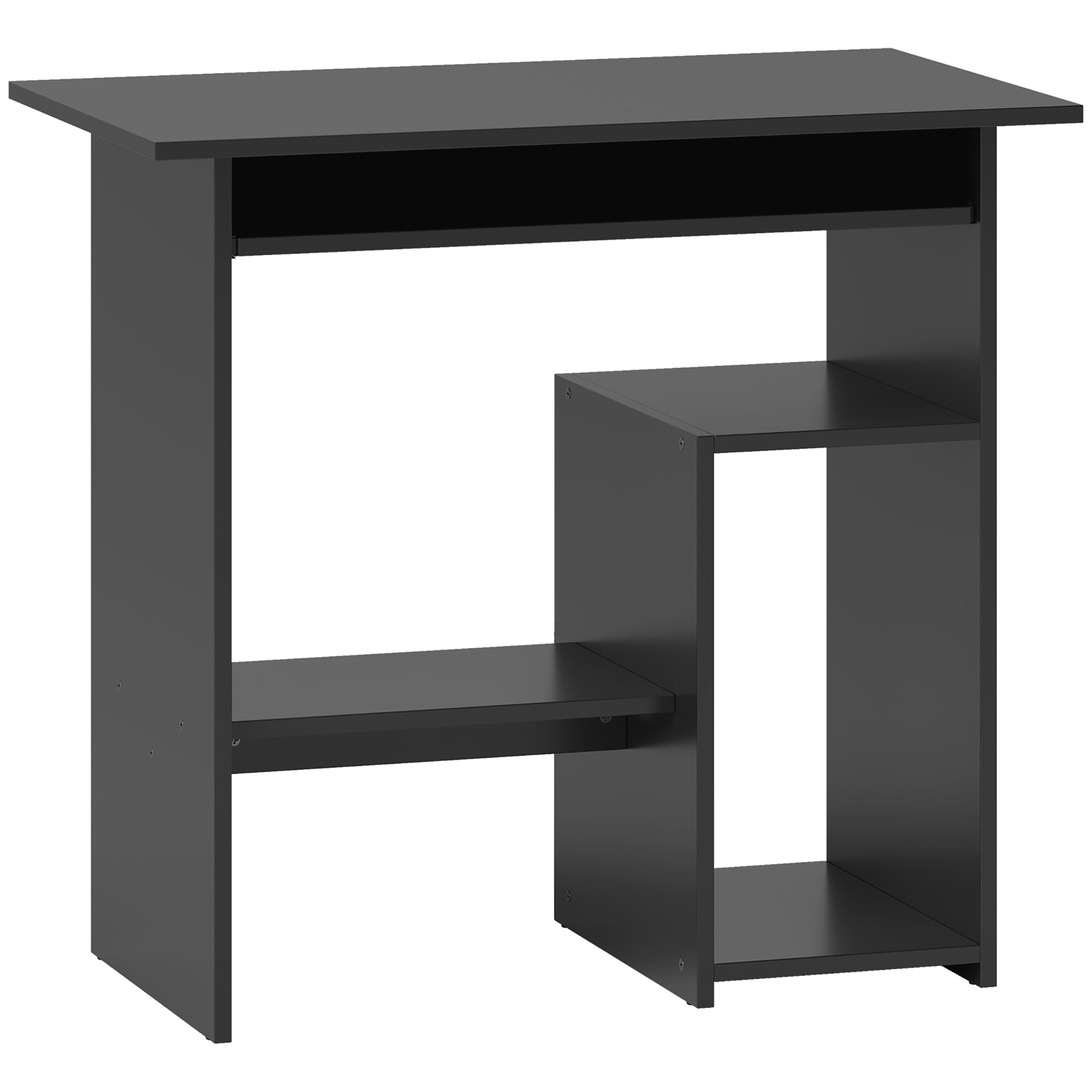 HOMCOM Computertisch, Schreibtisch mit offenen Fächern und Ablageflächen, Bürotisch, Kinderschreibtisch, PC Tisch für Büro, Arbeitszimmer, 80 x 45 x 75 cm, Schwarz Aosom