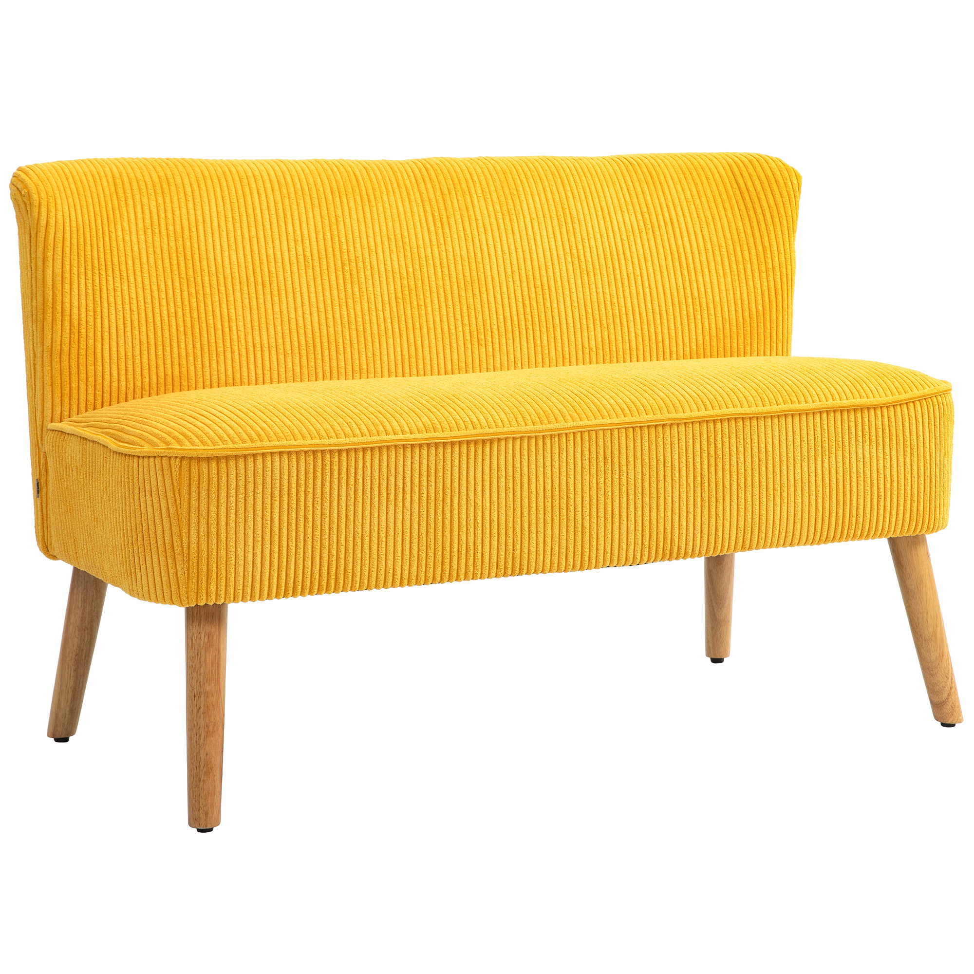 HOMCOM 2-Sitzer Sofa Polstersofa Doppelsofa Zweisitzer Sofa Cordartiges Polyester Schaumstoff für Wohnzimmer, Schlafzimmer 117 x 56,5 x 77 cm Gelb Aosom