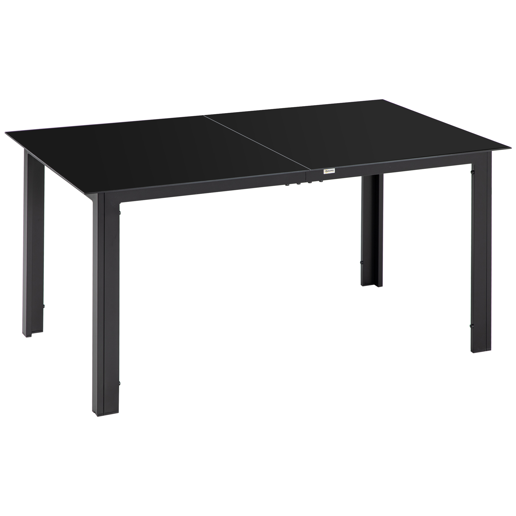 Outsunny Gartentisch für 6 Personen, Esstisch mit Glastischplatte, 150 x 90 x 74 cm, schwarzer Terrassentisch für Garten & Balkon Aosom.de