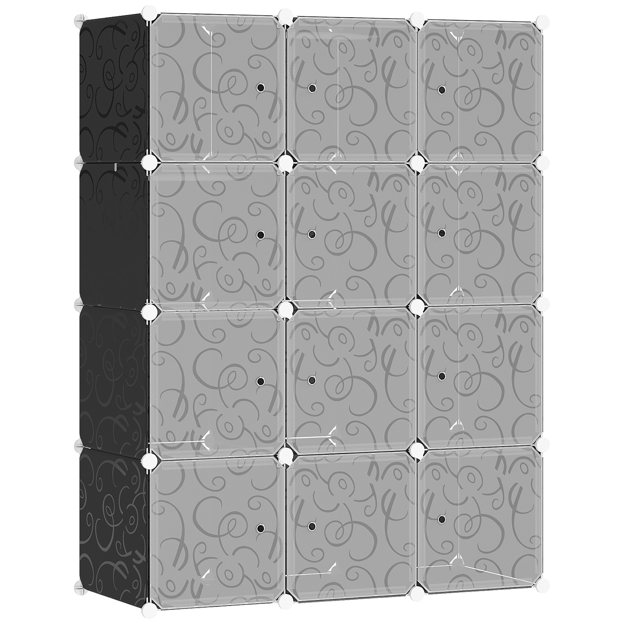 HOMCOM Kleiderschrank  DIY Garderobe Regalsystem Steckregal, Würfel Garderobenschrank mit Kleiderstange, PP, Schwarz + Weiß  Aosom
