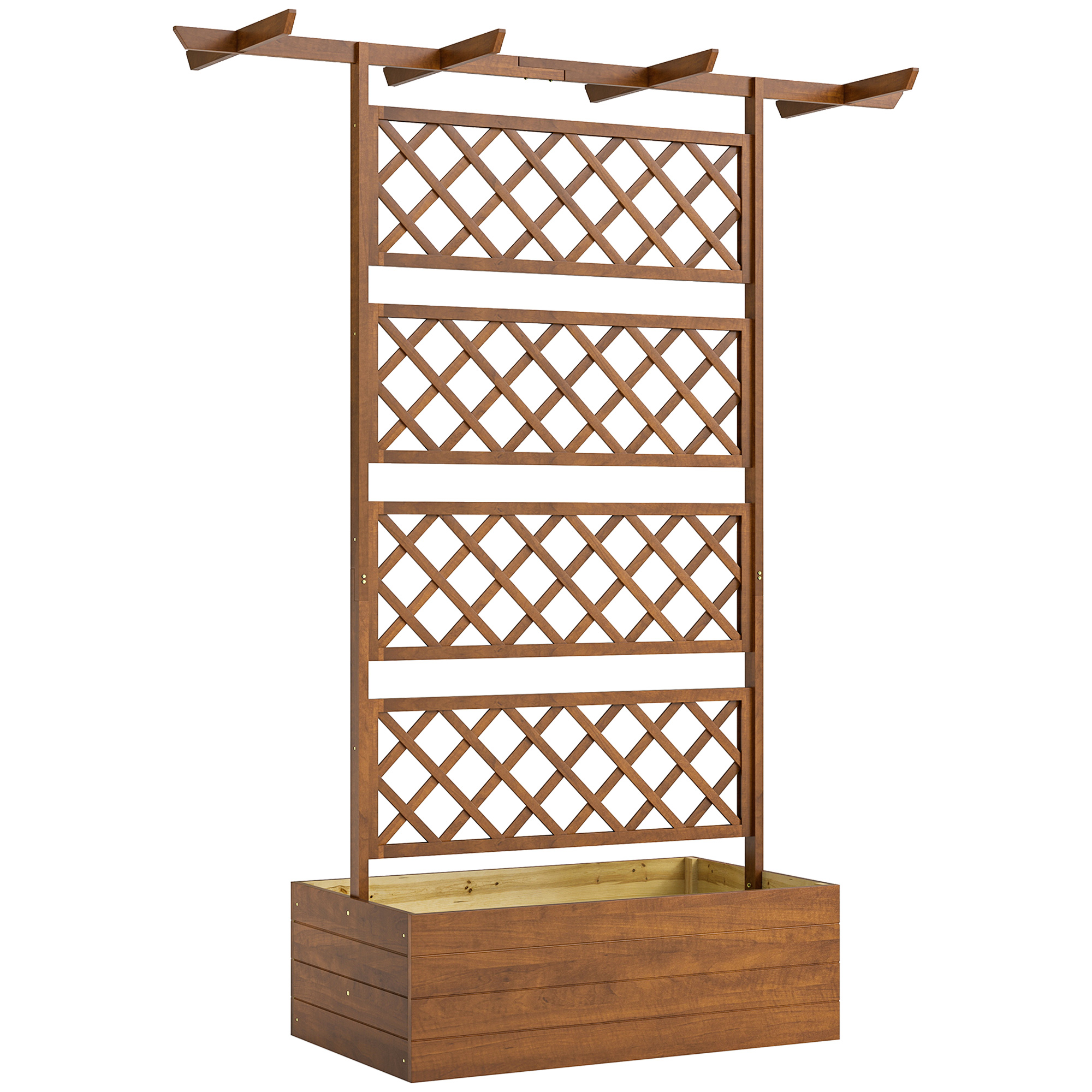 Outsunny Hochbeet mit Rankengitter Holz Gartenbeet mit Dach, Pflanzbeet für Kletterpflanzen, Frühbeet für Garten, Balkon, 160 x 55 x 183 cm Orange Aosom