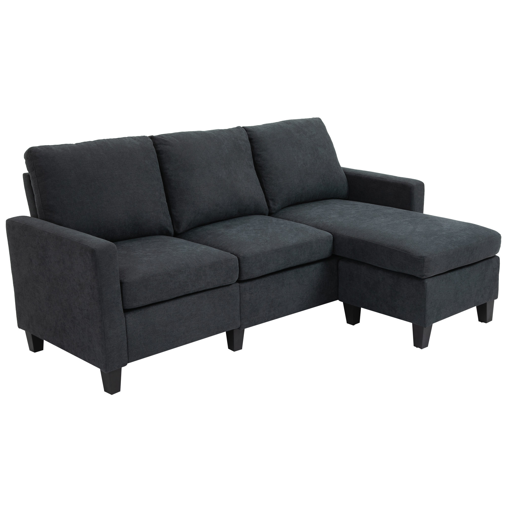 HOMCOM Ecksofa Stoffsofa Eckcouch Couchgarnitur wendbare Chaiselongue L-Form Dunkelgrau 197x139x91cm   Aosom