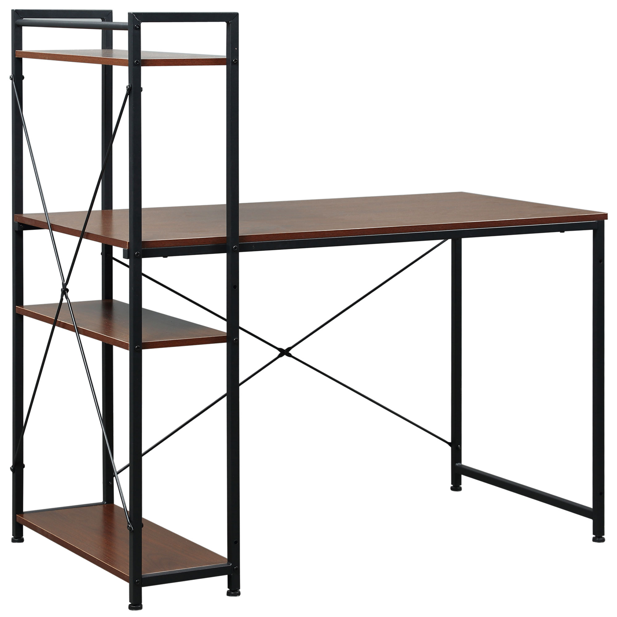 HOMCOM Schreibtisch Computertisch Arbeitstisch Bürotisch mit Regal Schwarz 120x64x121cm Aosom