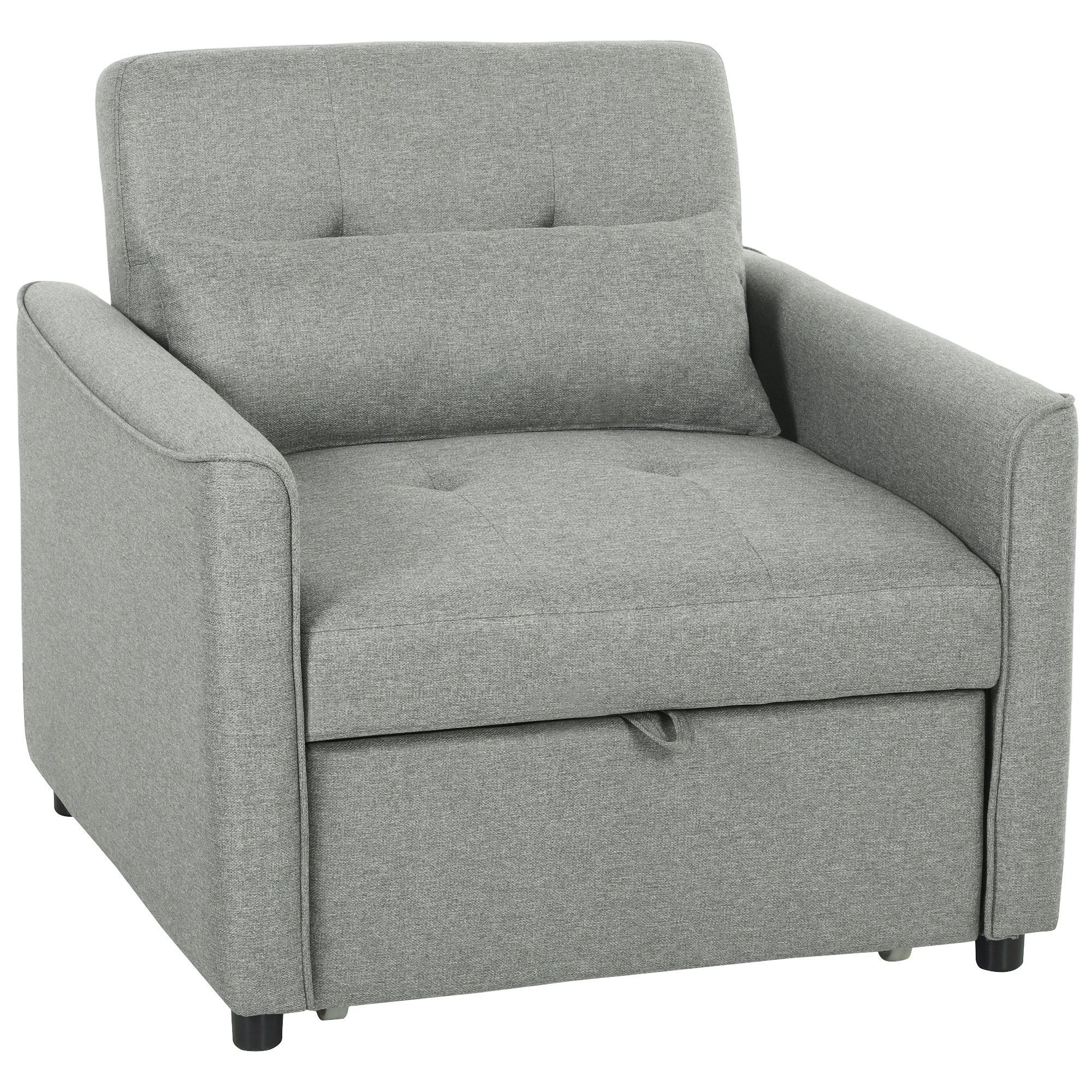 HOMCOM 3-in-1 Schlafsessel Umwandelbarer Sessel mit Bettfunktion, Verstellbarer Rückenlehne, Breiter Sitzfläche, Lendenkissen, Schlafsofa mit Leinenoptik für Wohnzimmer, Wohnung, Grau   Aosom