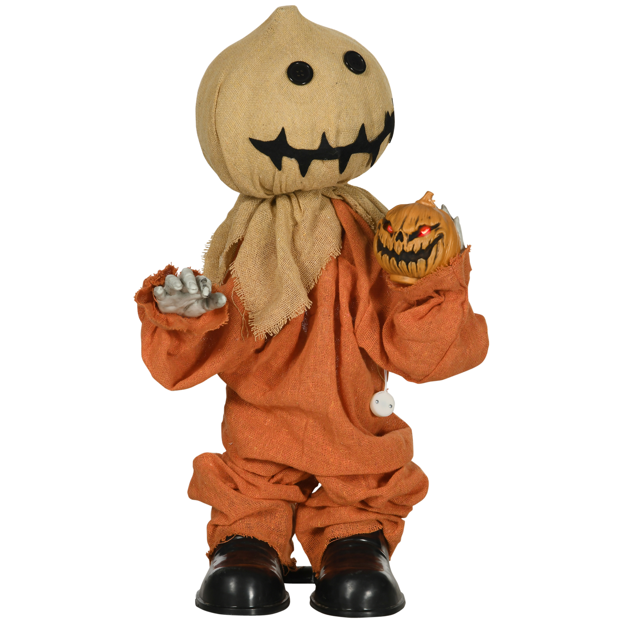 HOMCOM Halloween Dekoration 77cm Vogelscheuche mit Rote Augenleuchte, Soundfunktion, Halloween Deko mit Geräusch-, Bewegungssensor, heulendem Geräusch, beweglichen Armen und Händen Aosom