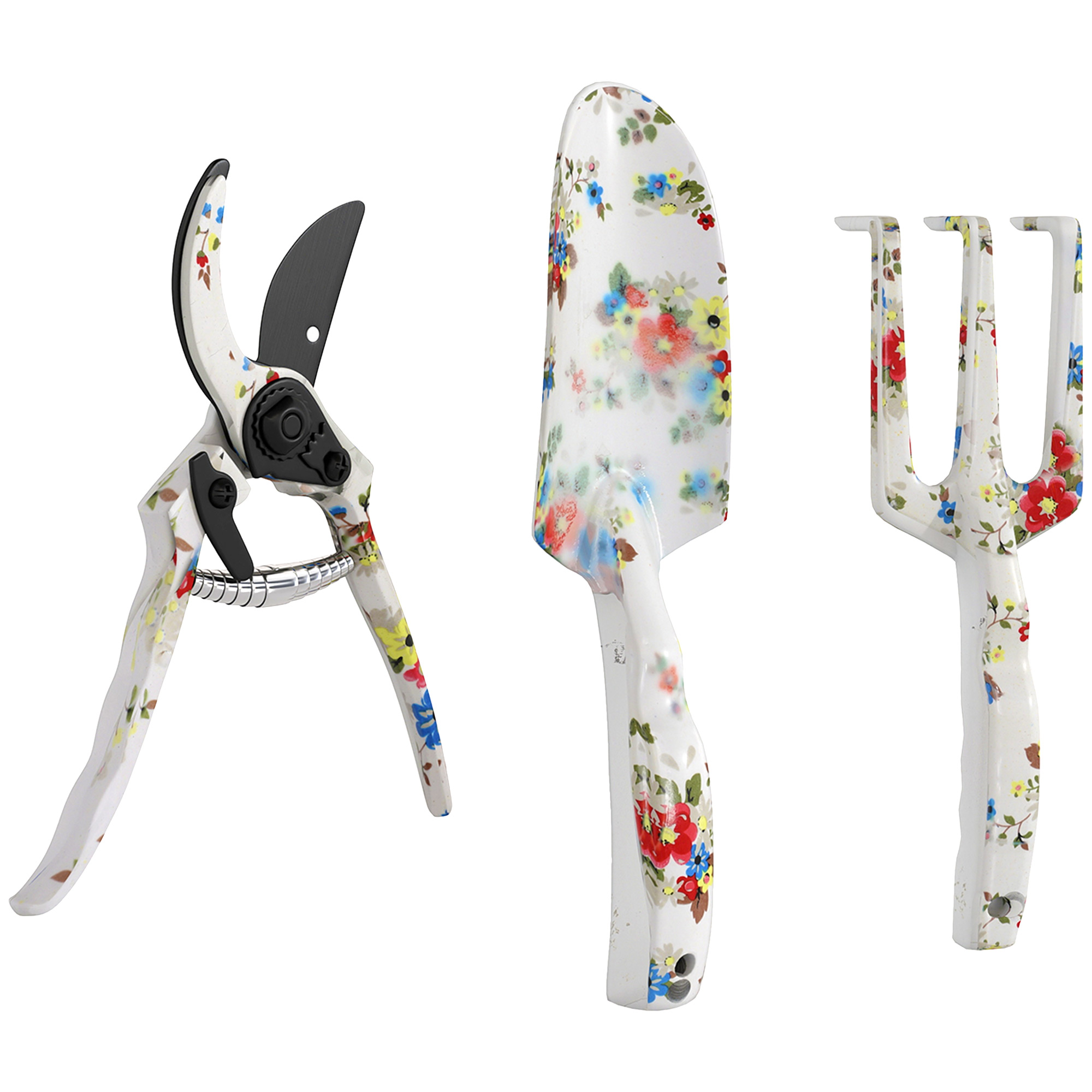 Outsunny Gartenwerkzeug Set 3 Stück Garten Werkzeug aus Metall Gartengeräte mit Blumenkelle Handrechen Gartenschere Gartenarbeit Set Gartengeschenke für Frauen und Männer Mehrfarbig   Aosom