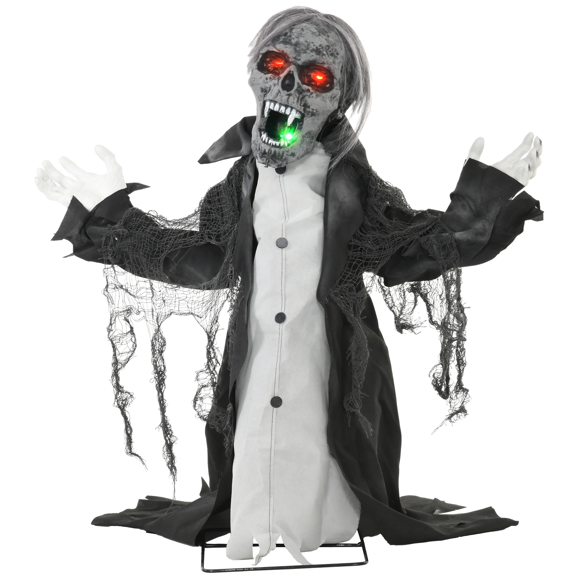 HOMCOM 75cm Halloween Dekoration Halloween Skelett mit Rot Leuchtende Augen, Heul-Geräusch Garten Deko mit Bewegungssensor für Indoor, Outdoor Aosom