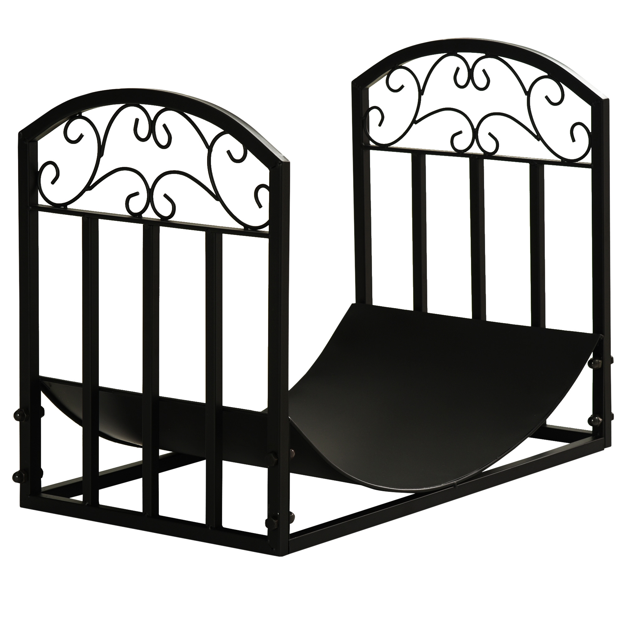 Outsunny Kaminholzregal Brennholzständer 60 kg belastbar Feuerholzablage Metall schwarz 60,5 x 36 x 46,5 cm für Kamin & Garten Aosom.de