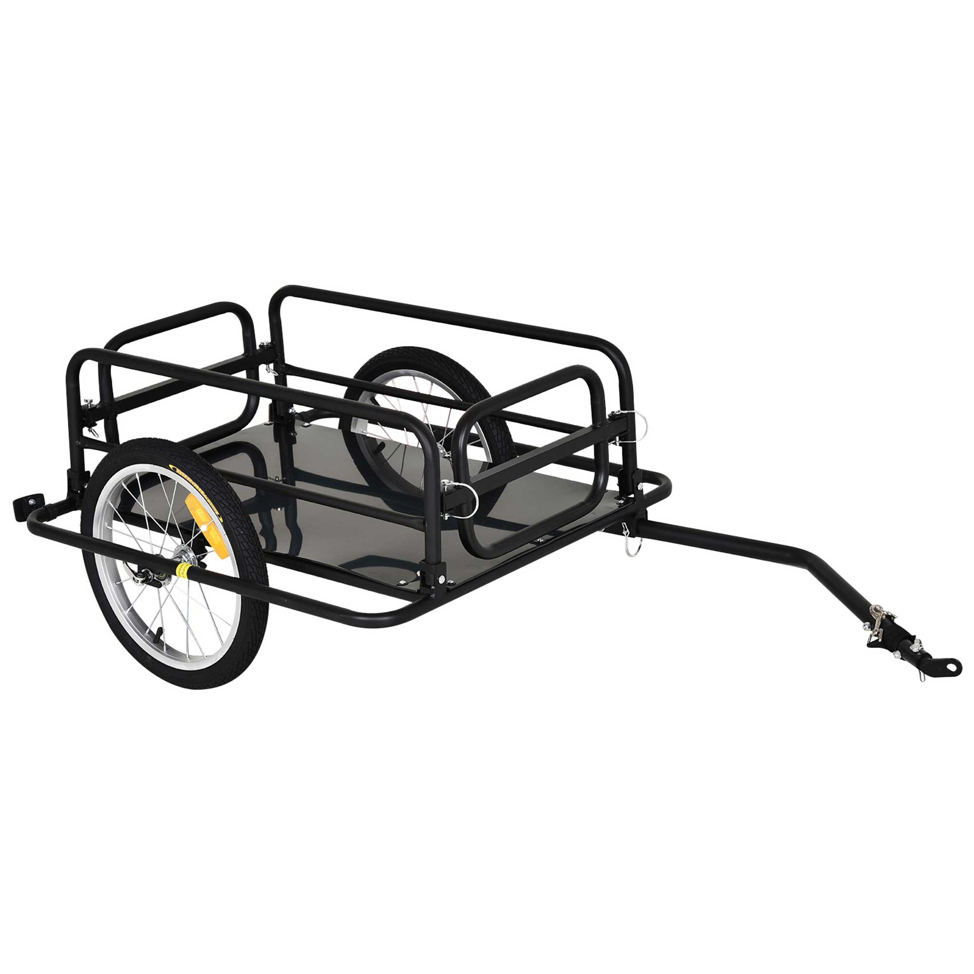 HOMCOM Lastenanhänger für Fahrrad Transportanhänger Fahrradanhänger Handwagen Kupplung faltbar Stahl Schwarz 139 x 71,5 x 49 cm Aosom