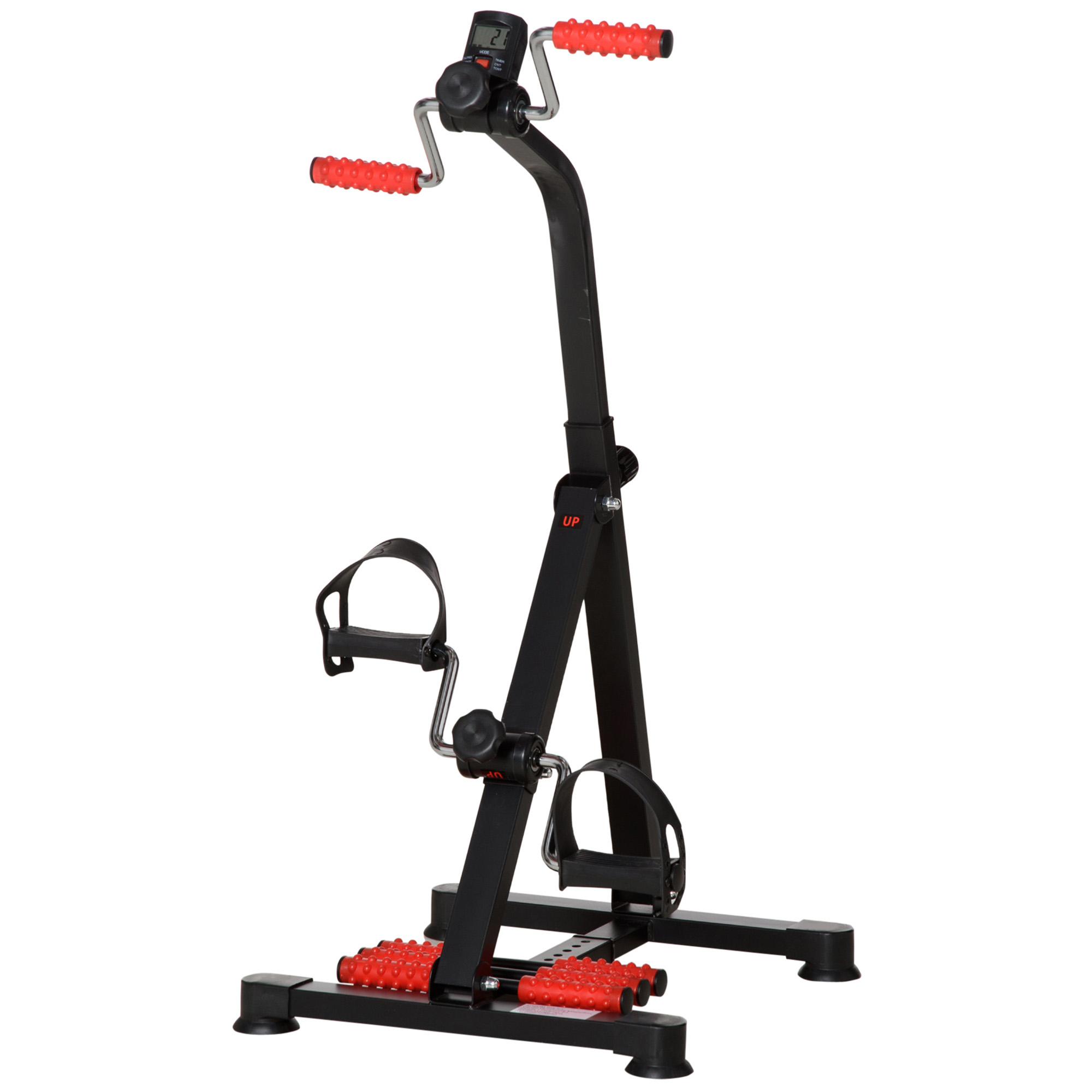 HOMCOM Pedaltrainer für Senioren Höhen- und Längenverstellbar Mini Heimtrainer mit Griff LCD Display Befestigungsband Anti-Rutsch-Matte Arm- und Beintrainer Bewegungstrainer Mini Bike für Zuhause Büro Aosom