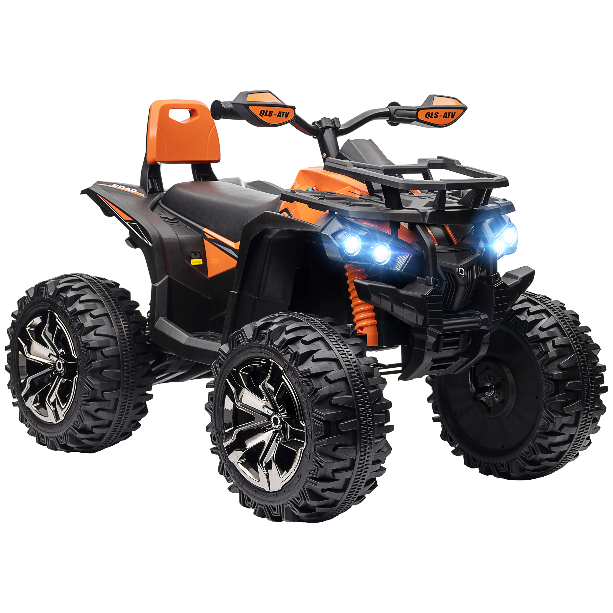 HOMCOM Elektro Quad für Kinder, 12V 10Ah Kinder Quad mit Vorwärts-, Rückwärtsfunktion, 2 Motor, USB-Anschluss, MP3-Musikplayer, Kinderfahrzeug mit Scheinwerfer 3-8 km/h, für Kinder 3-5, Orange Aosom