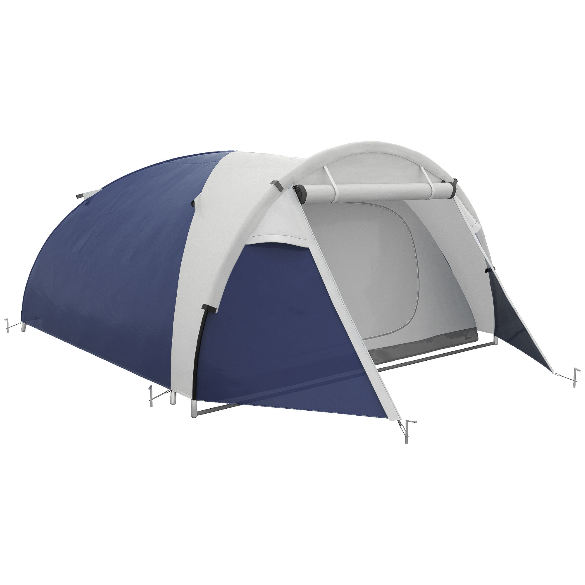 Outsunny Campingzelt, Tunnelzelt für 4 Personen, mit Lichthaken, Familienzelt mit Tragetasche, UV Schutz, 2000mm Wasserabweisend Pop Up Zelt für Camping, Garten, Dunkelblau Aosom