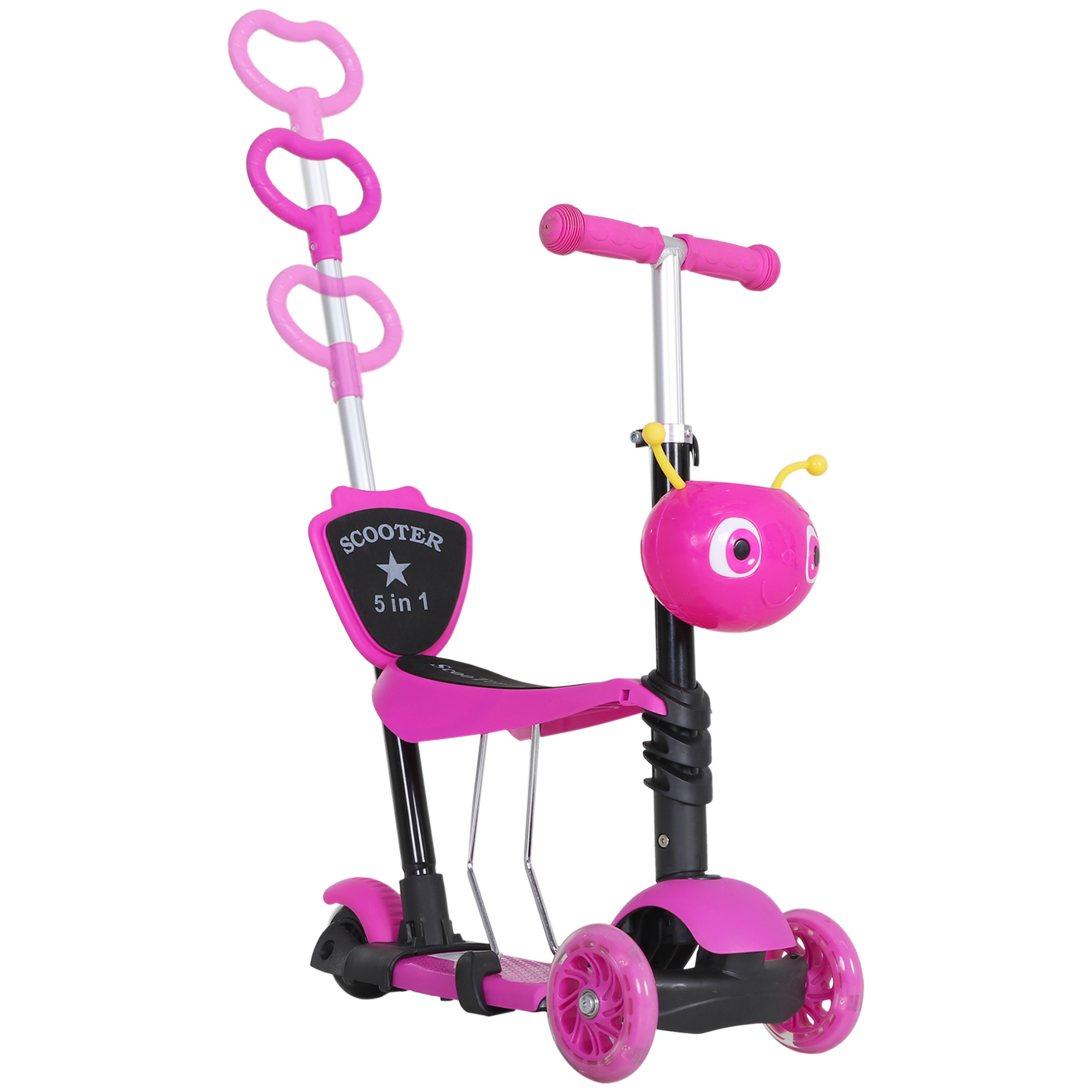 HOMCOM Scooter Tretroller Kinderroller höhenverstellbar mit Kickboard und Teleskoplenker in Rosa 62 x 25 x 72,5 cm für Spaß & Mobilität Aosom.de