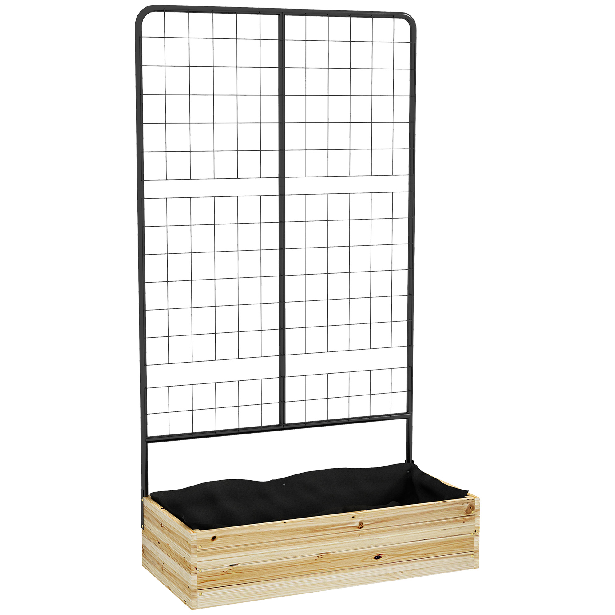 Outsunny Hochbeet mit Rankhilfe, Pflanzkasten aus Naturholz, Kräuterbeet & Blumenkasten für Garten & Balkon, 80 x 38 x 145 cm Aosom.de