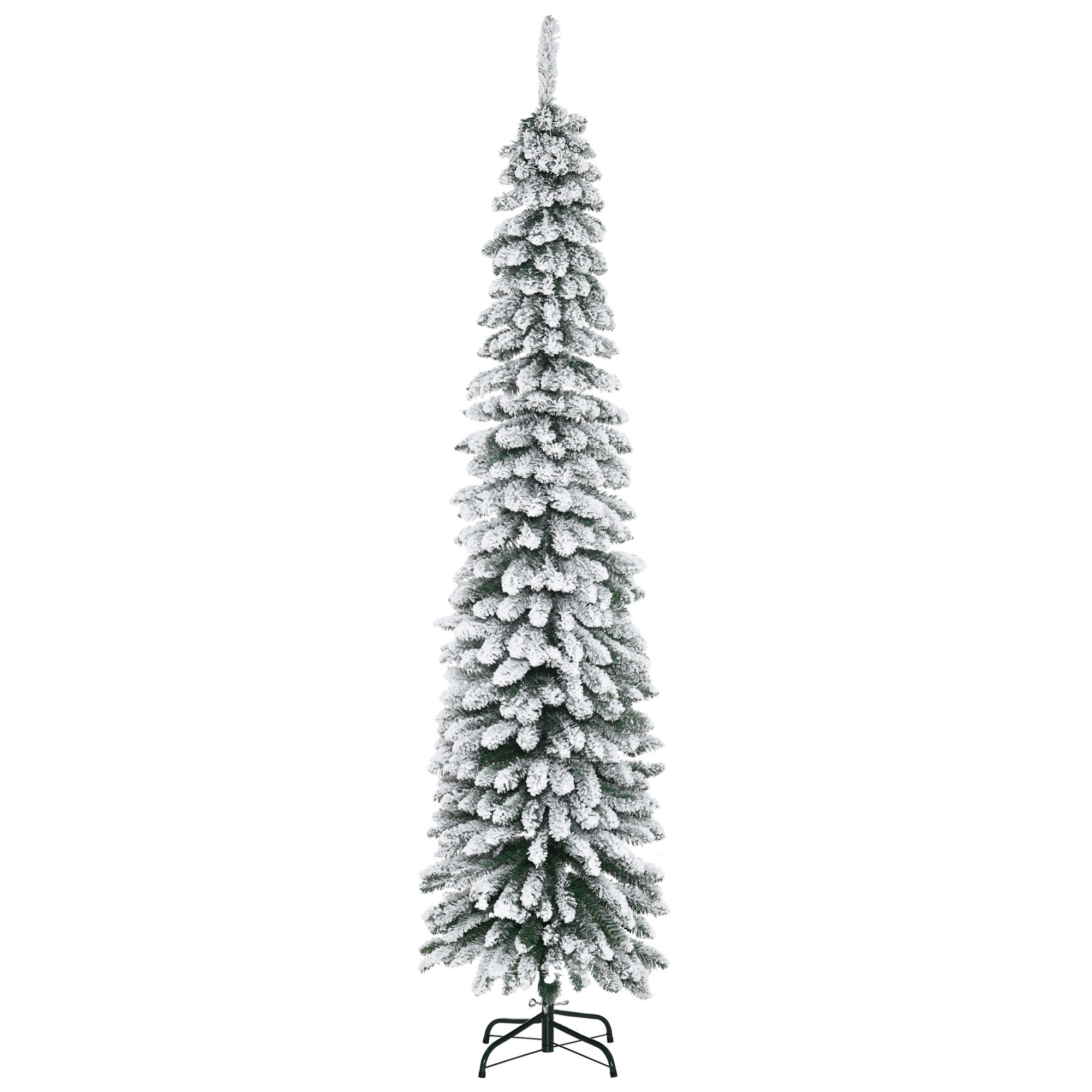 HOMCOM Künstlicher Weihnachtsbaum 210 cm mit 490 Spitzen und Kunstschnee klappbar mit Metallständer für festliche Weihnachtsdekoration in Grün und Weiß   Aosom.de