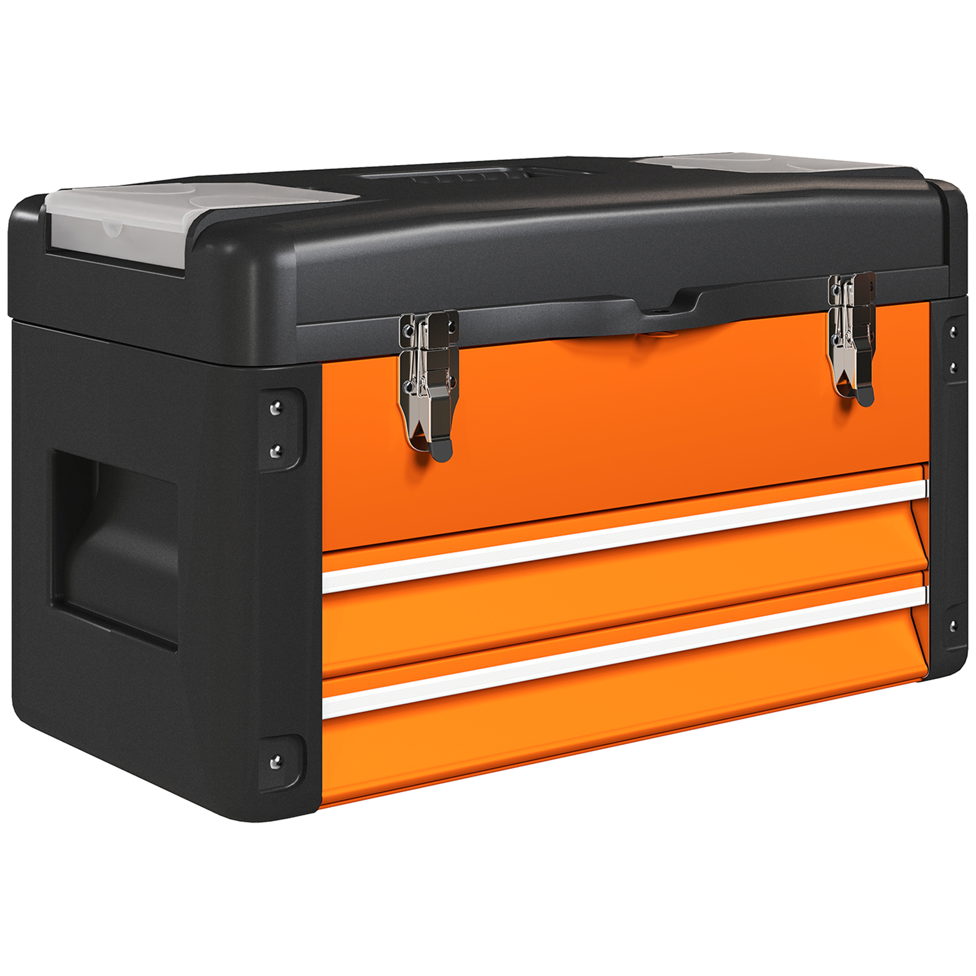 HOMCOM Werkzeugkiste leer, 49,7 x 25,3 x 28,9 cm Werkzeugkasten mit Schublade, Mini-Box, oberes Staufach, Handgriff, Werkzeugkoffer aus Stahl, Orange   Aosom