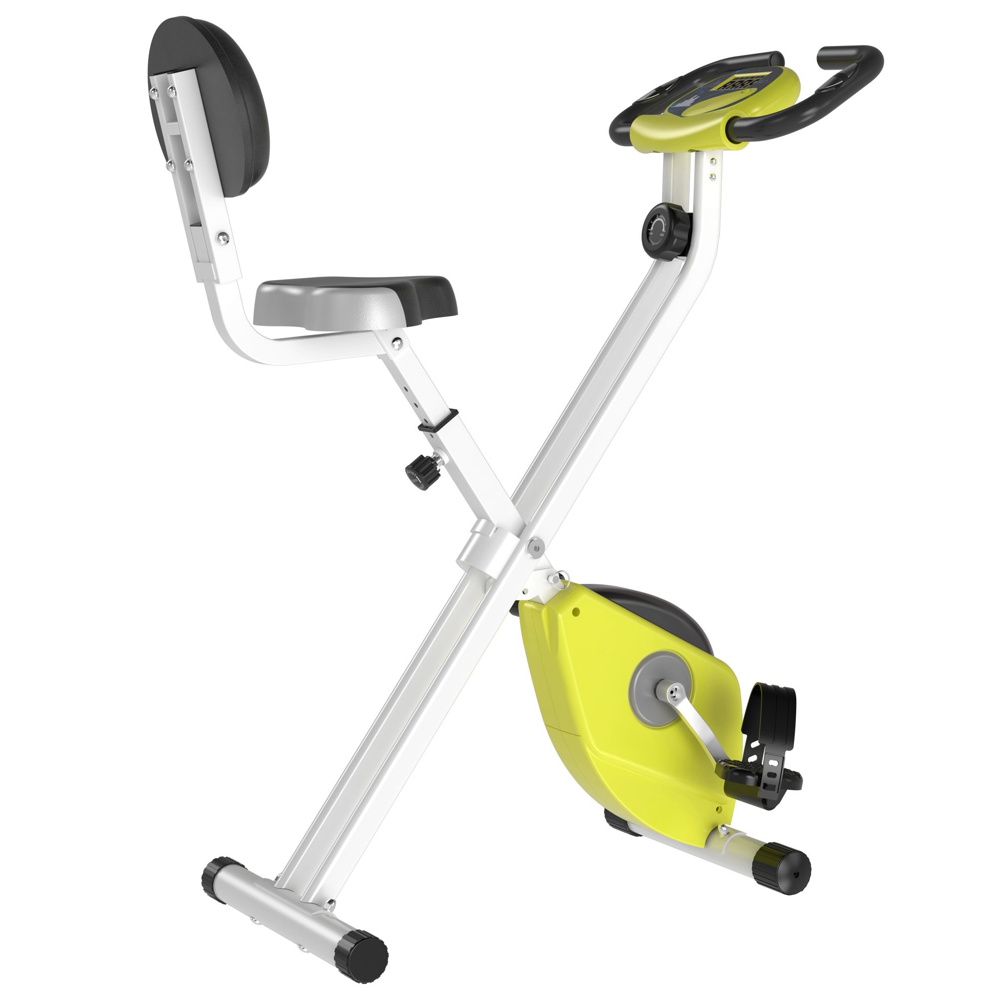 HOMCOM Heimtrainer F-Bike Fahrradtrainer mit 8-stufig einstellbarem Magnetwiderstand, höhenverstellbar, Stahl, Gelb Weiß, kompakt 43 x 97 x 109 cm Aosom.de