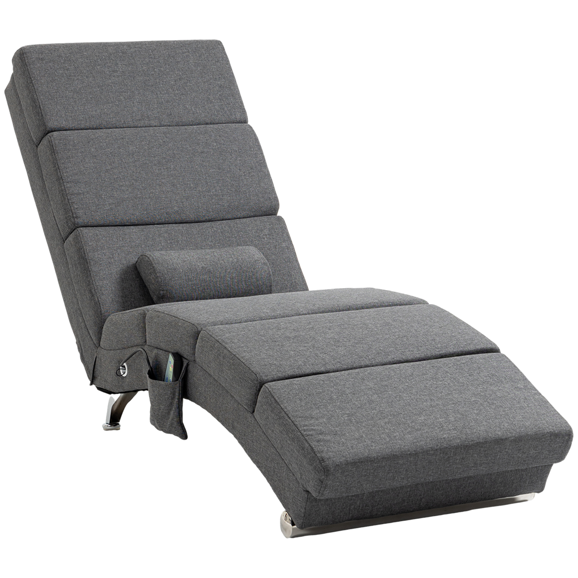 HOMCOM Relaxliege mit Massagefunktion elektrischer Loungesessel Massagesessel mit hoher Rückenlehne, Fernbedienung, Klappbar Fernsehsessel mit 5 Modi, Kissen, Dunkelgrau Aosom