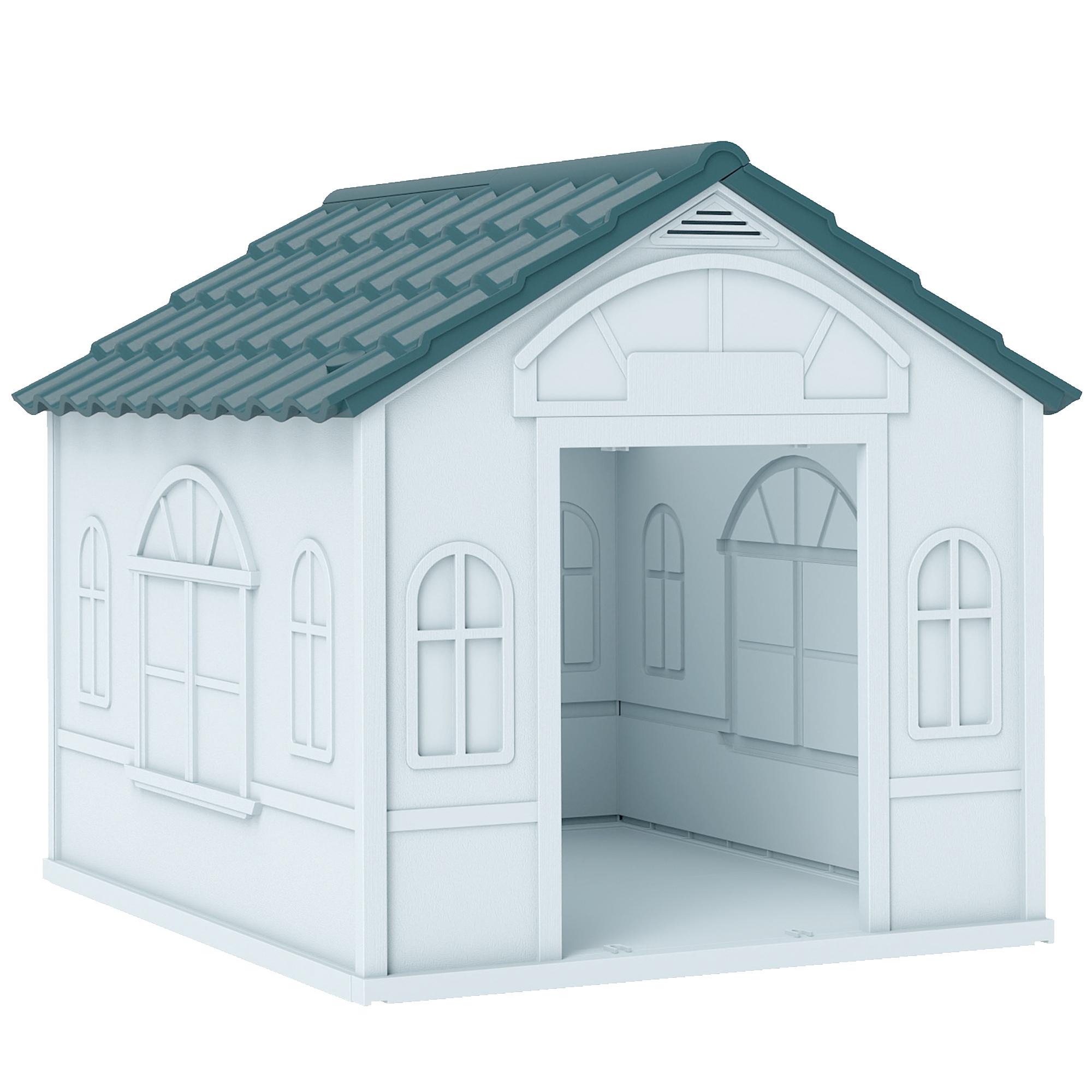 PawHut Hundehütte wetterfestes Hundehaus mit Satteldach 65 x 75,7 x 63 cm Outdoor Hütte für mittelgroße Hunde unter 20 kg, Indoor, Outdoor Blau   Aosom