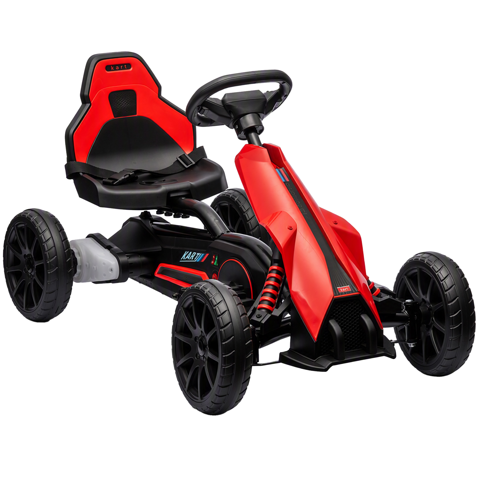 HOMCOM Elektro Go-Kart für Kinder 3-5km/h Gokart mit 2-Fach verstellbarem Geschwindigkeit, Sicherheitsgurt, EVA-Räder, Kinderauto Kinderfahrzeug für 3-8 Jahre Kinder, Rot Aosom