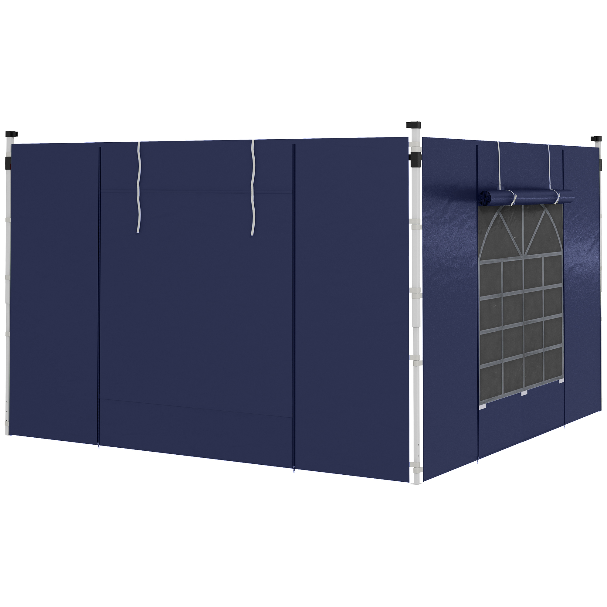 Outsunny 2 Seitenteile Seitenwände für 3x3m und 3x6m Pavillon, Ersatzwände mit Fenster und Tür, Oxford Material, Blau für Gartenpartys Aosom.de