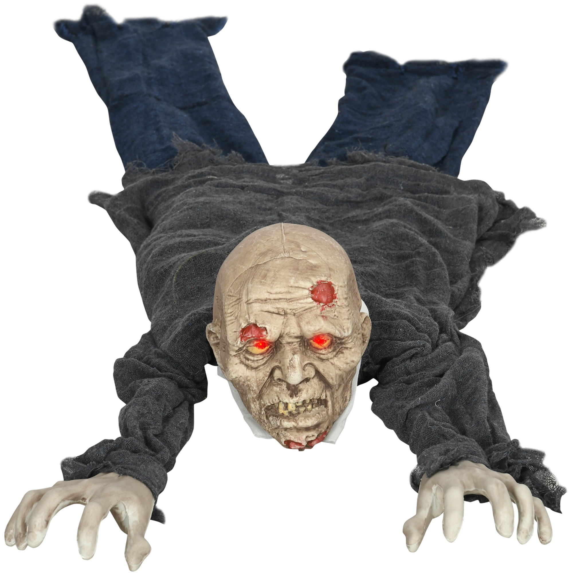 HOMCOM Halloween-Dekoration Zombie Untoter, 1,40 m Lebensechte Größe Halloween-Zombie mit Rot Leuchtende Augen, Garten Dekoration mit Heul-Geräusch   Aosom