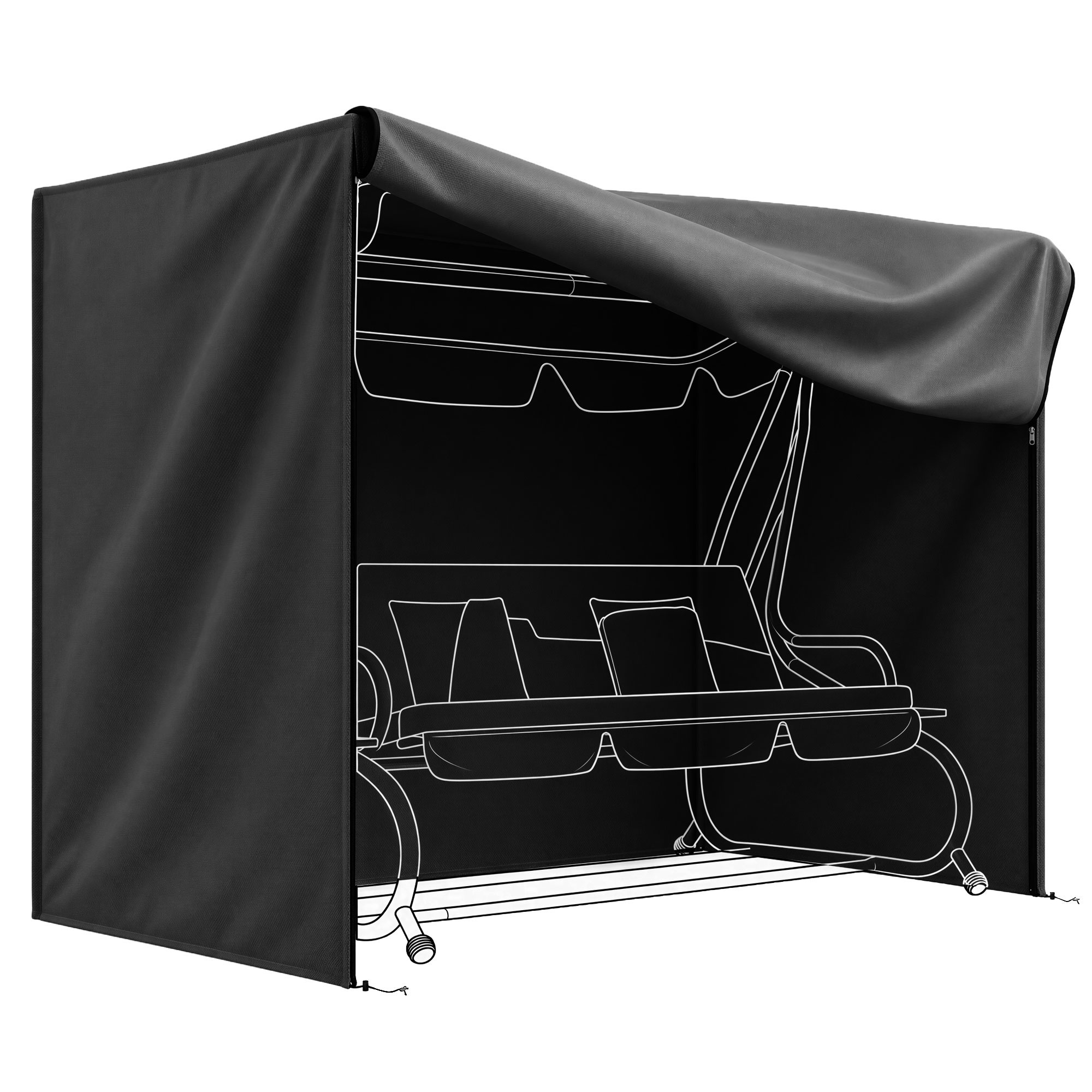 Outsunny Hollywoodschaukel Abdeckung wasserfest Schutzhülle für Gartenschaukel mit UV-Schutz Oxford Schwarz 220 x 125 x 172 cm Aosom.de