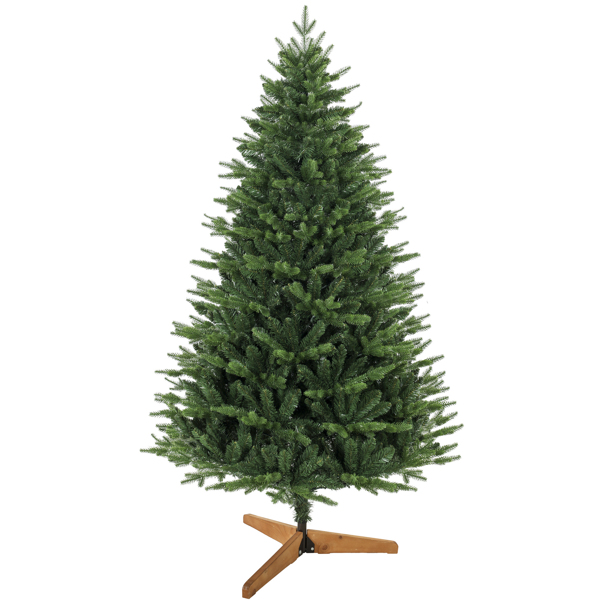 HOMCOM Künstlicher Weihnachtsbaum 180 cm, nordischer Tannenbaum mit 889 PE/PVC-Zweigspitzen, Scharnieraufbau, Kiefernholzständer   Aosom