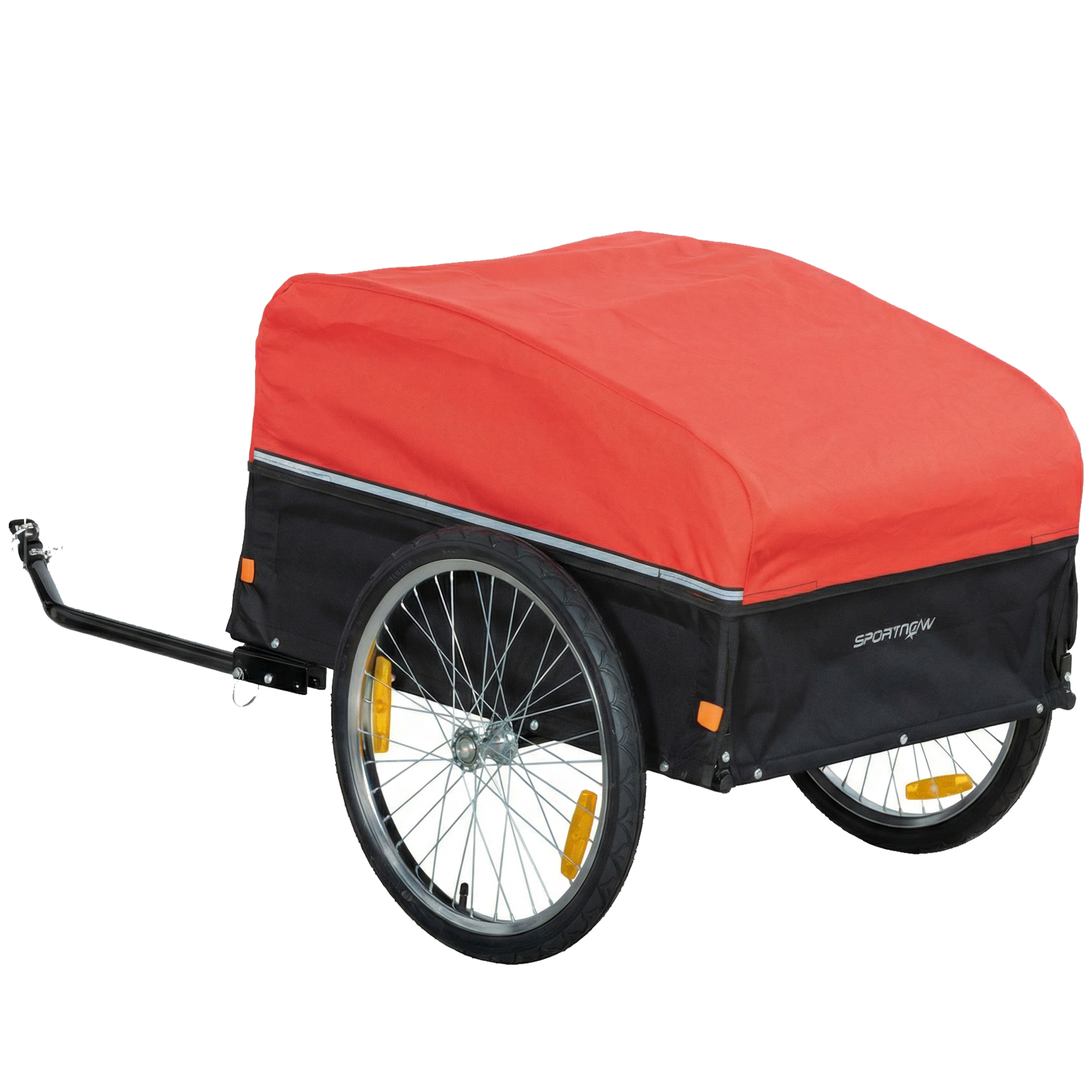 SPORTNOW Fahrradanhänger 170 Liter Fahrrad Lastenanhänger mit Kupplung Abdeckplane 51 cm Schnellspannend Luftreifen, Transportanhänger bis 40 kg, Anhänger für Fahrrad   Aosom